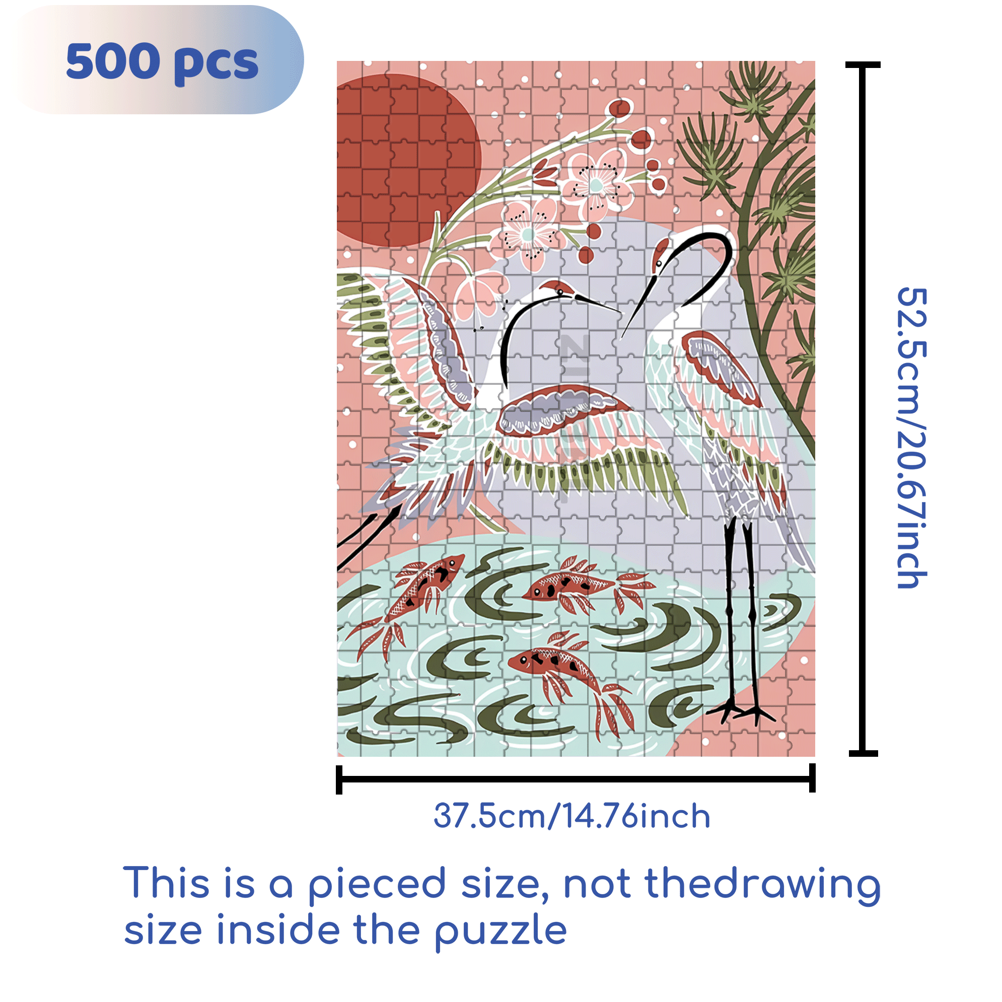 Cranes Facing The Rising Sun 500pcs/1000pcs Jigsaw Puzzle, Scratch-Resistant, Interactive Family Game & Brain-Boosting DIY Decor, Perfect for Halloween, Christmas & New Year Gifts, Family Puzzle Game
