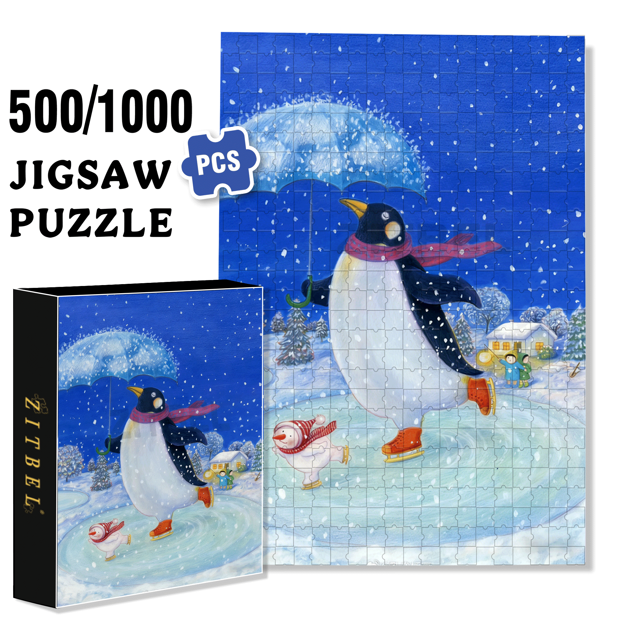 Dance of Snow 500pcs/1000pcs Jigsaw Puzzle, Scratch-Resistant, Interactive Family Game & Brain-Boosting DIY Decor, Perfect for Halloween, Christmas & New Year Gifts, Family Puzzle Game