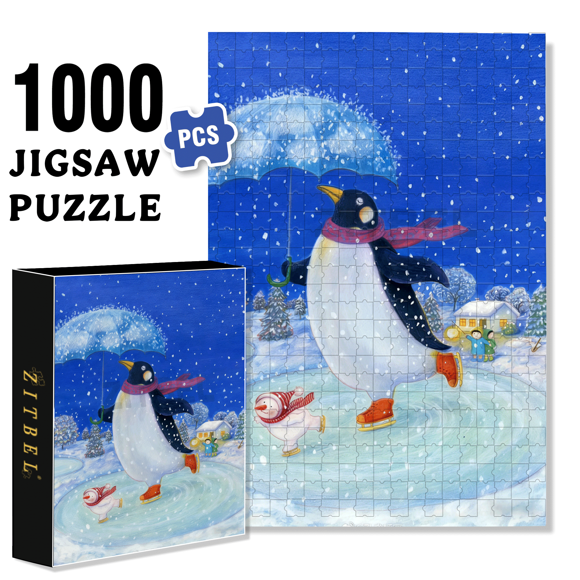 Dance of Snow 500pcs/1000pcs Jigsaw Puzzle, Scratch-Resistant, Interactive Family Game & Brain-Boosting DIY Decor, Perfect for Halloween, Christmas & New Year Gifts, Family Puzzle Game