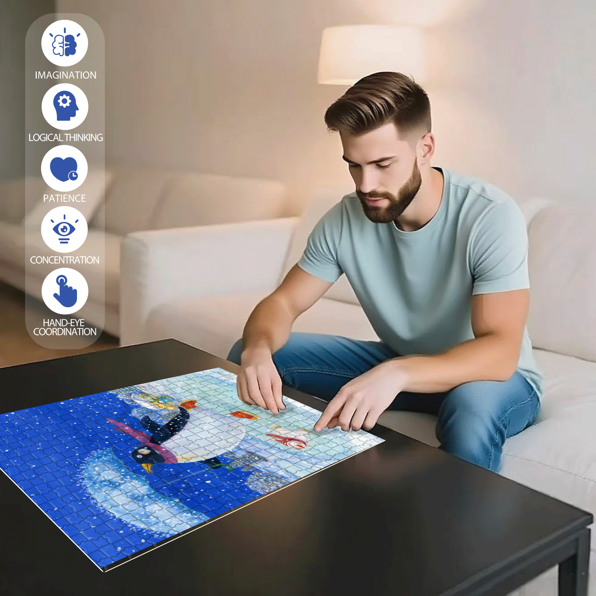 Dance of Snow 500pcs/1000pcs Jigsaw Puzzle, Scratch-Resistant, Interactive Family Game & Brain-Boosting DIY Decor, Perfect for Halloween, Christmas & New Year Gifts, Family Puzzle Game