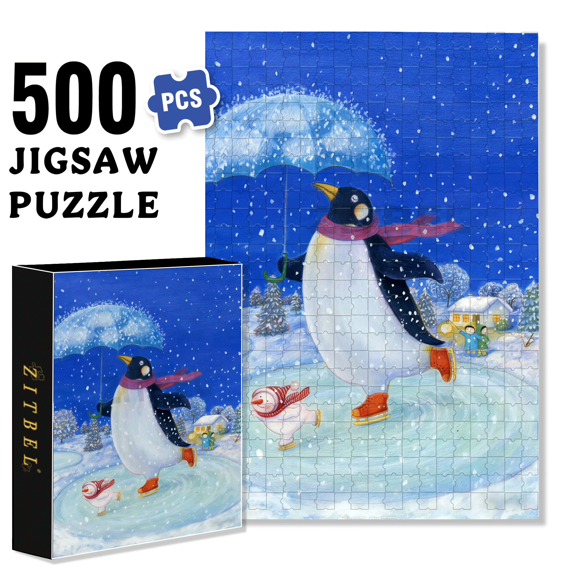Dance of Snow 500pcs/1000pcs Jigsaw Puzzle, Scratch-Resistant, Interactive Family Game & Brain-Boosting DIY Decor, Perfect for Halloween, Christmas & New Year Gifts, Family Puzzle Game