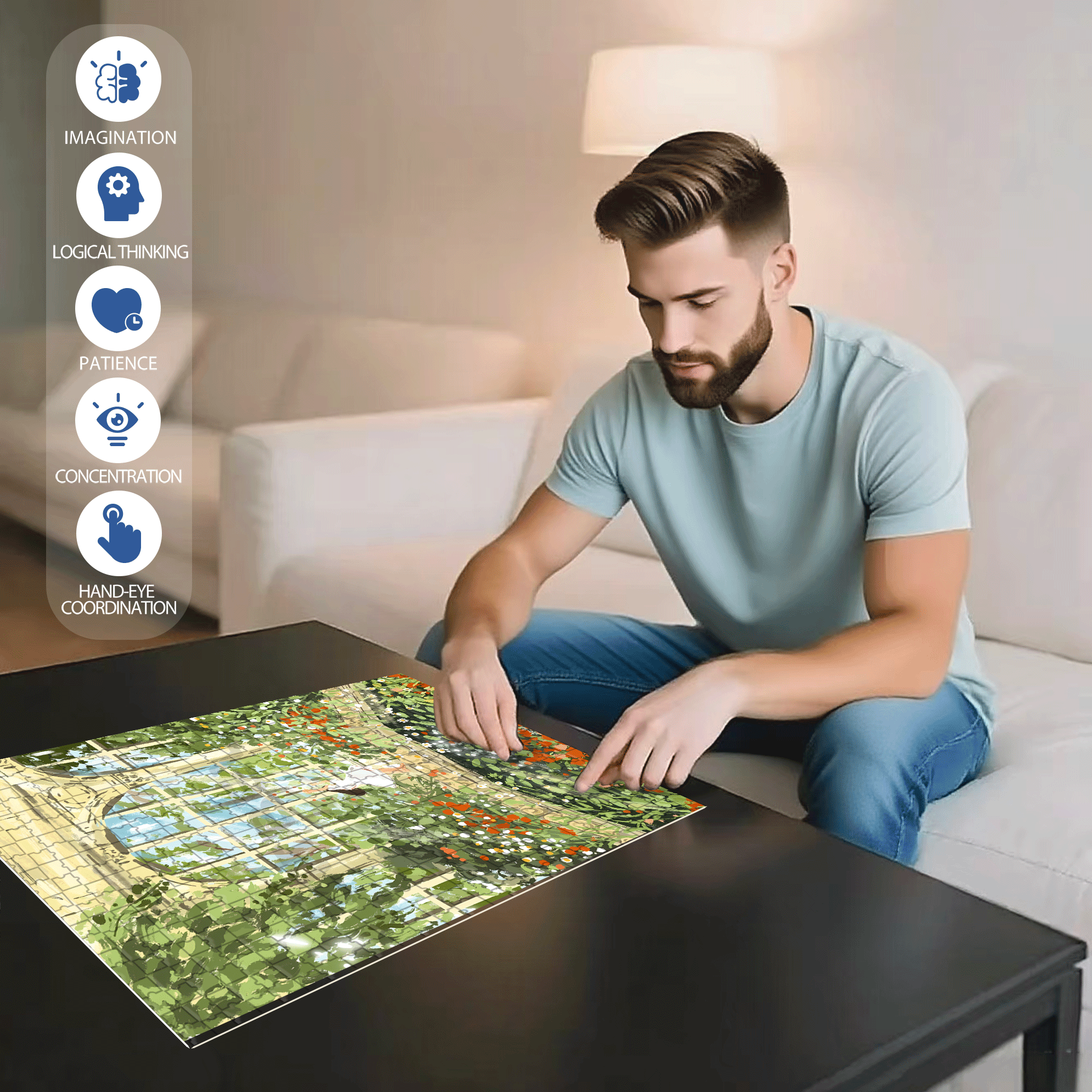 Dancing With The Sunshine 500pcs/1000pcs Jigsaw Puzzle, Scratch-Resistant, Interactive Family Game & Brain-Boosting DIY Decor, Perfect for Halloween, Christmas & New Year Gifts, Family Puzzle Game