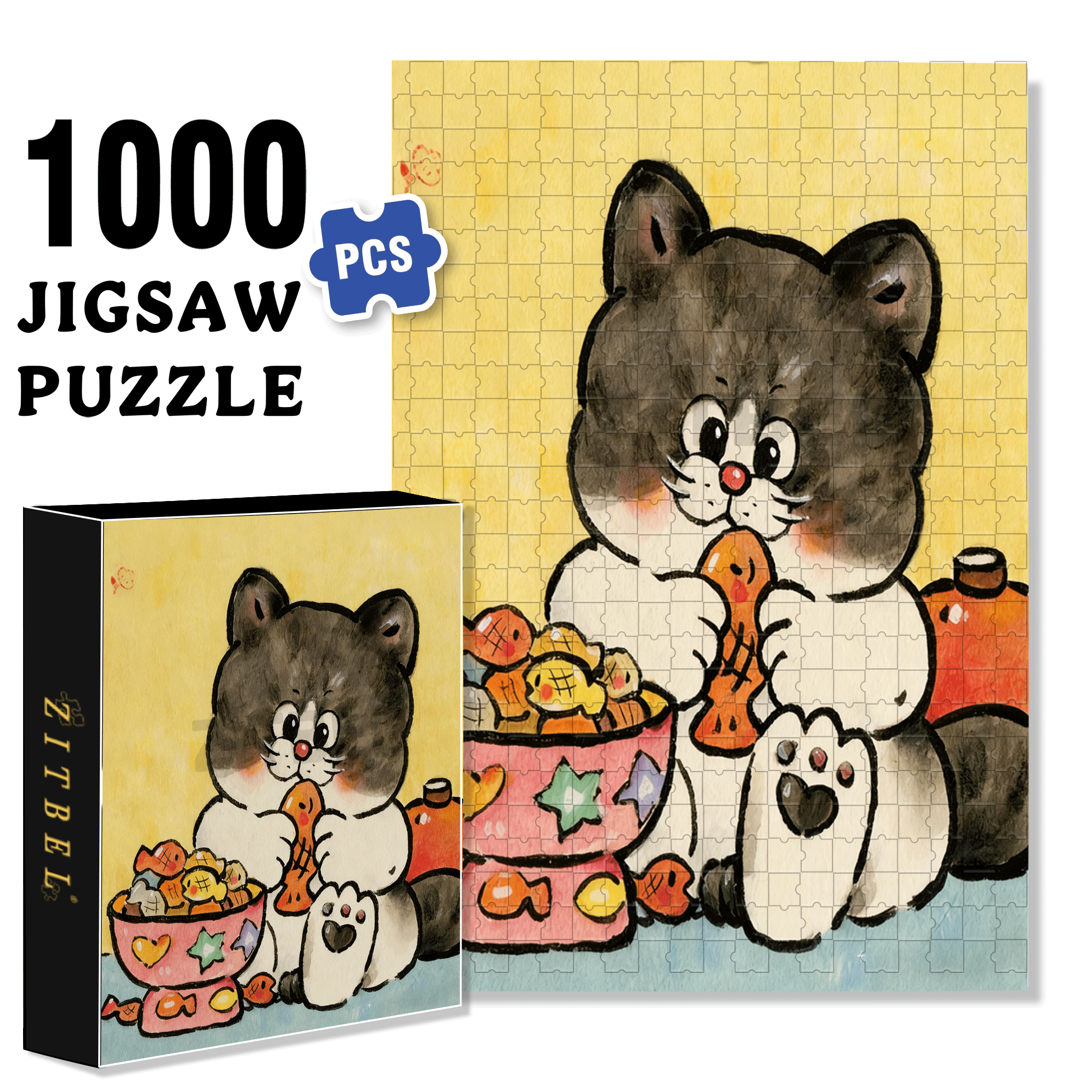 Delicious Dried Small Fish 500pcs/1000pcs Jigsaw Puzzle, Scratch-Resistant, Interactive Family Game & Brain-Boosting DIY Decor, Perfect for Halloween, Christmas & New Year Gifts, Family Puzzle Game