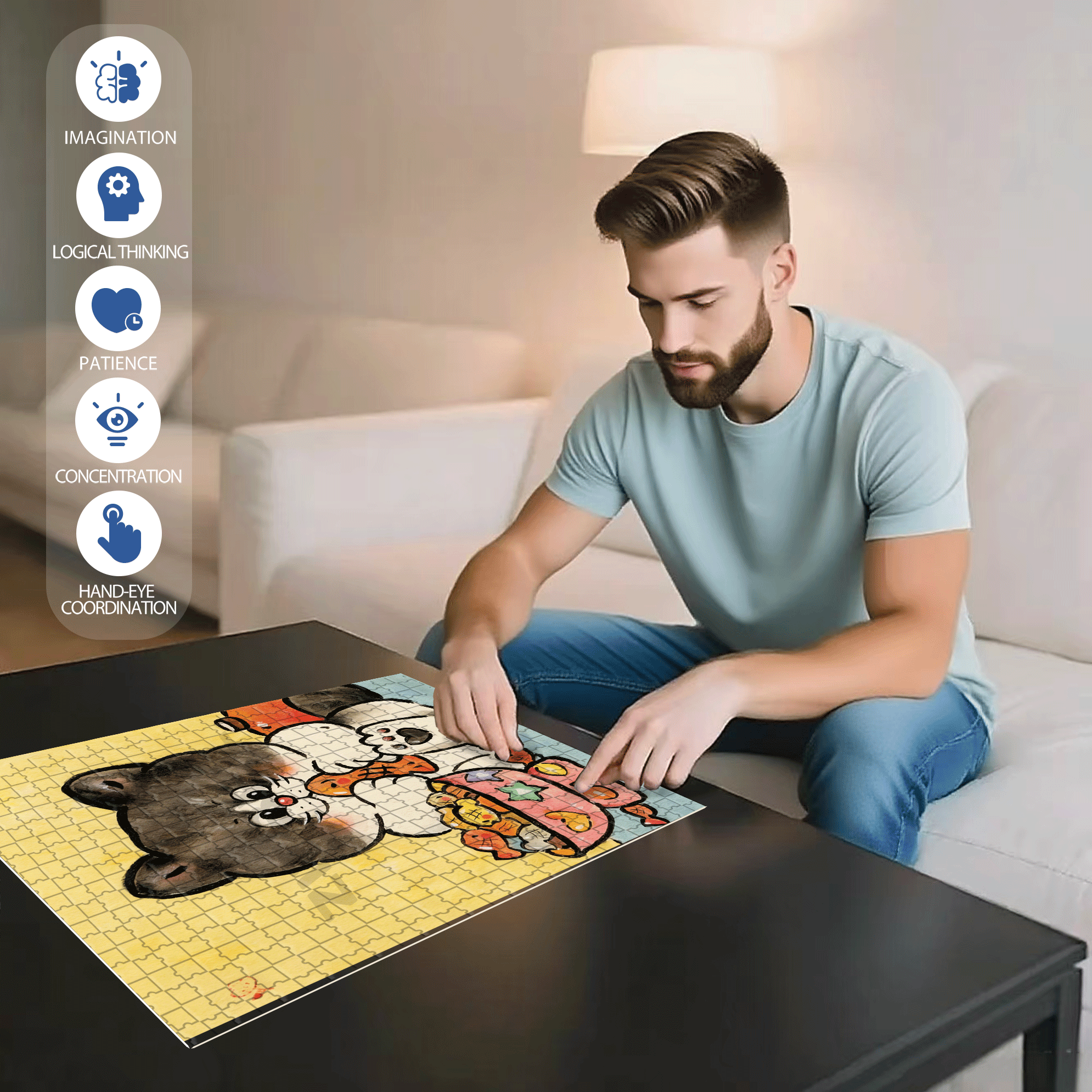 Delicious Dried Small Fish 500pcs/1000pcs Jigsaw Puzzle, Scratch-Resistant, Interactive Family Game & Brain-Boosting DIY Decor, Perfect for Halloween, Christmas & New Year Gifts, Family Puzzle Game