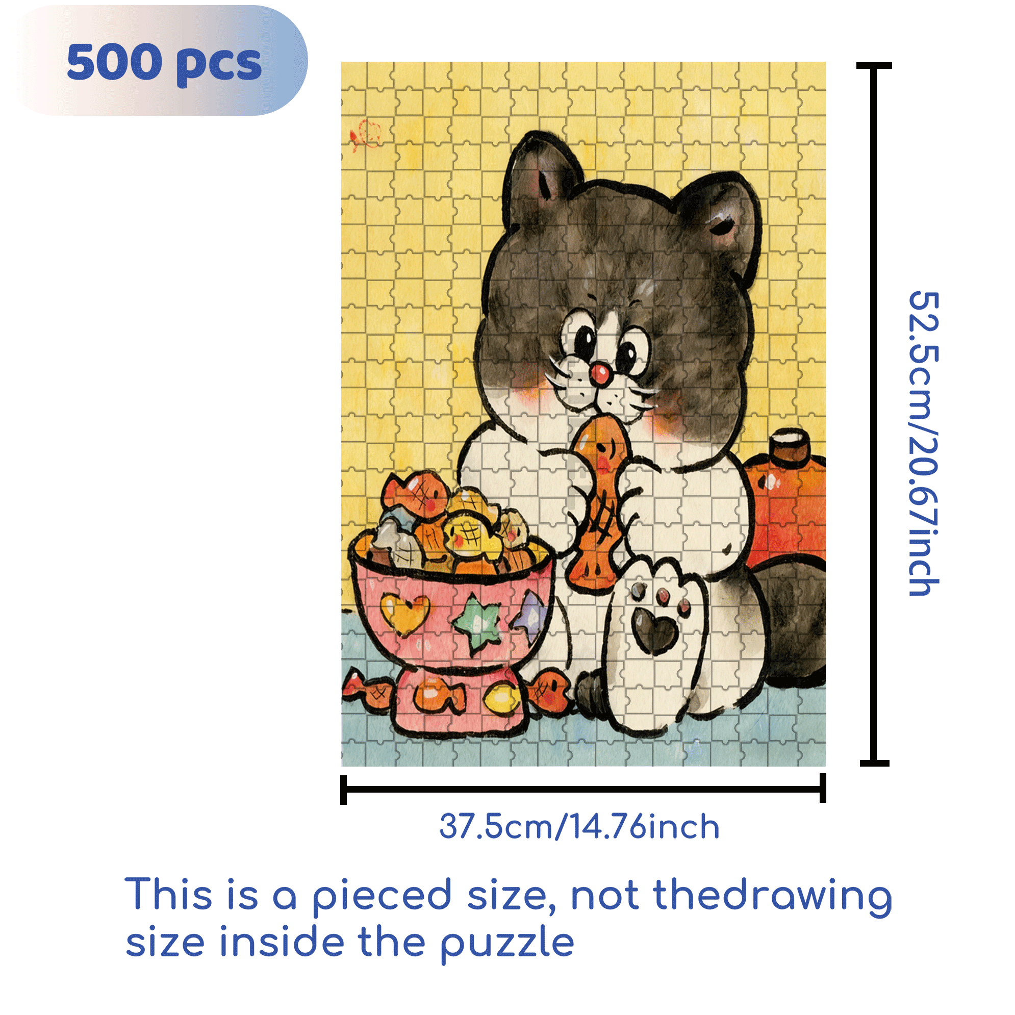 Delicious Dried Small Fish 500pcs/1000pcs Jigsaw Puzzle, Scratch-Resistant, Interactive Family Game & Brain-Boosting DIY Decor, Perfect for Halloween, Christmas & New Year Gifts, Family Puzzle Game