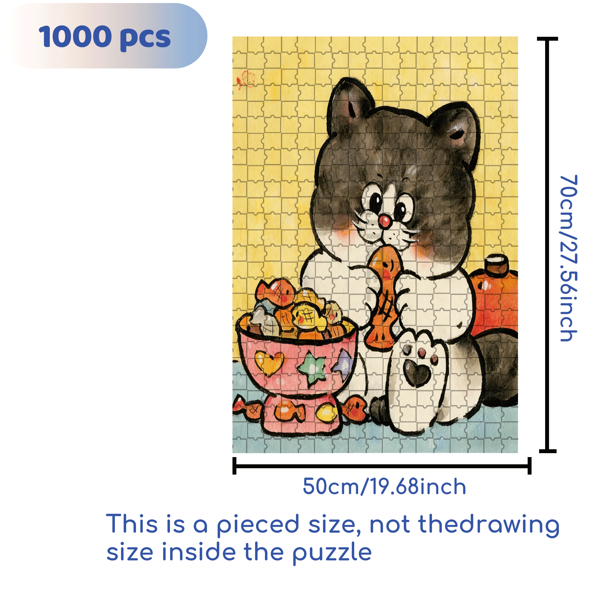 Delicious Dried Small Fish 500pcs/1000pcs Jigsaw Puzzle, Scratch-Resistant, Interactive Family Game & Brain-Boosting DIY Decor, Perfect for Halloween, Christmas & New Year Gifts, Family Puzzle Game
