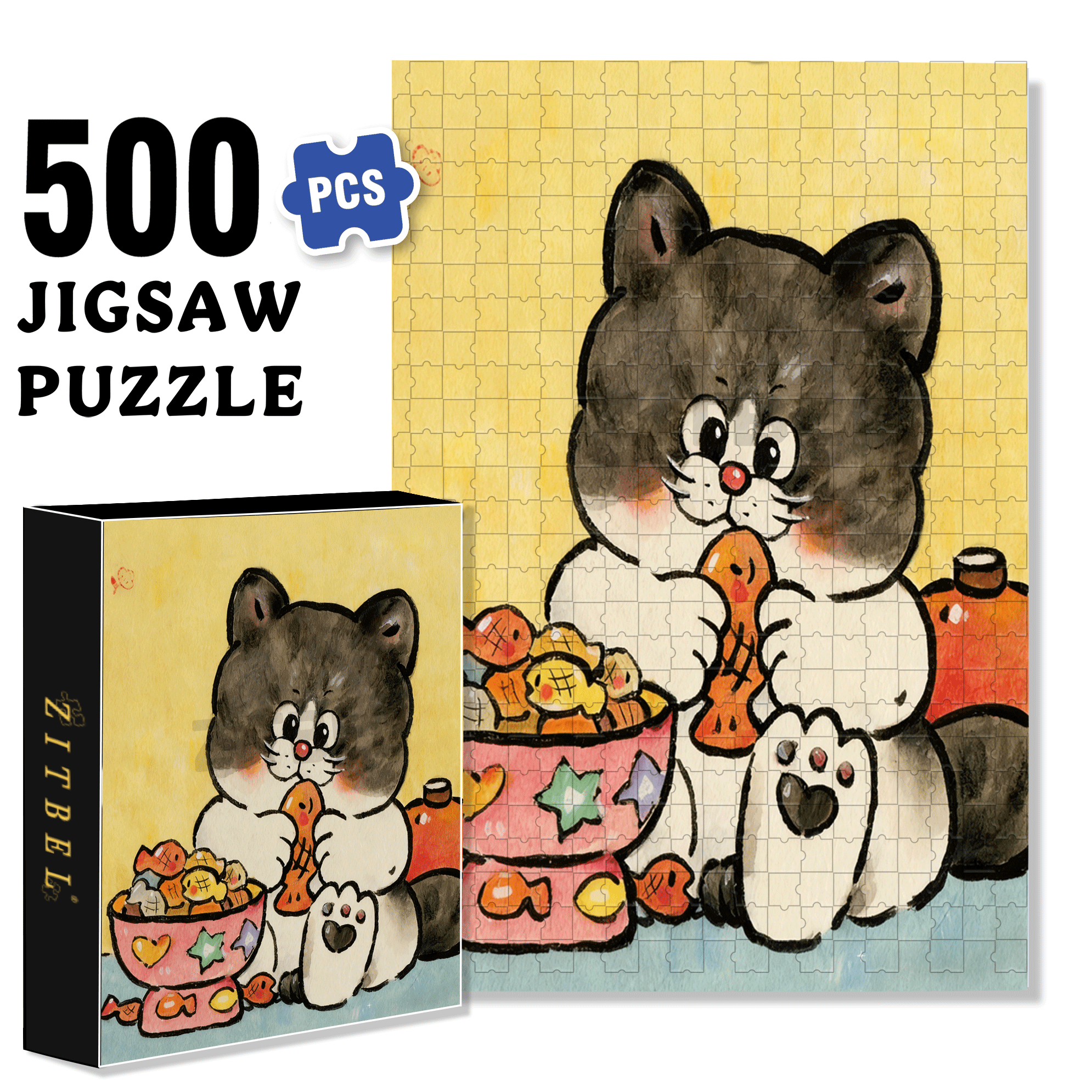 Delicious Dried Small Fish 500pcs/1000pcs Jigsaw Puzzle, Scratch-Resistant, Interactive Family Game & Brain-Boosting DIY Decor, Perfect for Halloween, Christmas & New Year Gifts, Family Puzzle Game