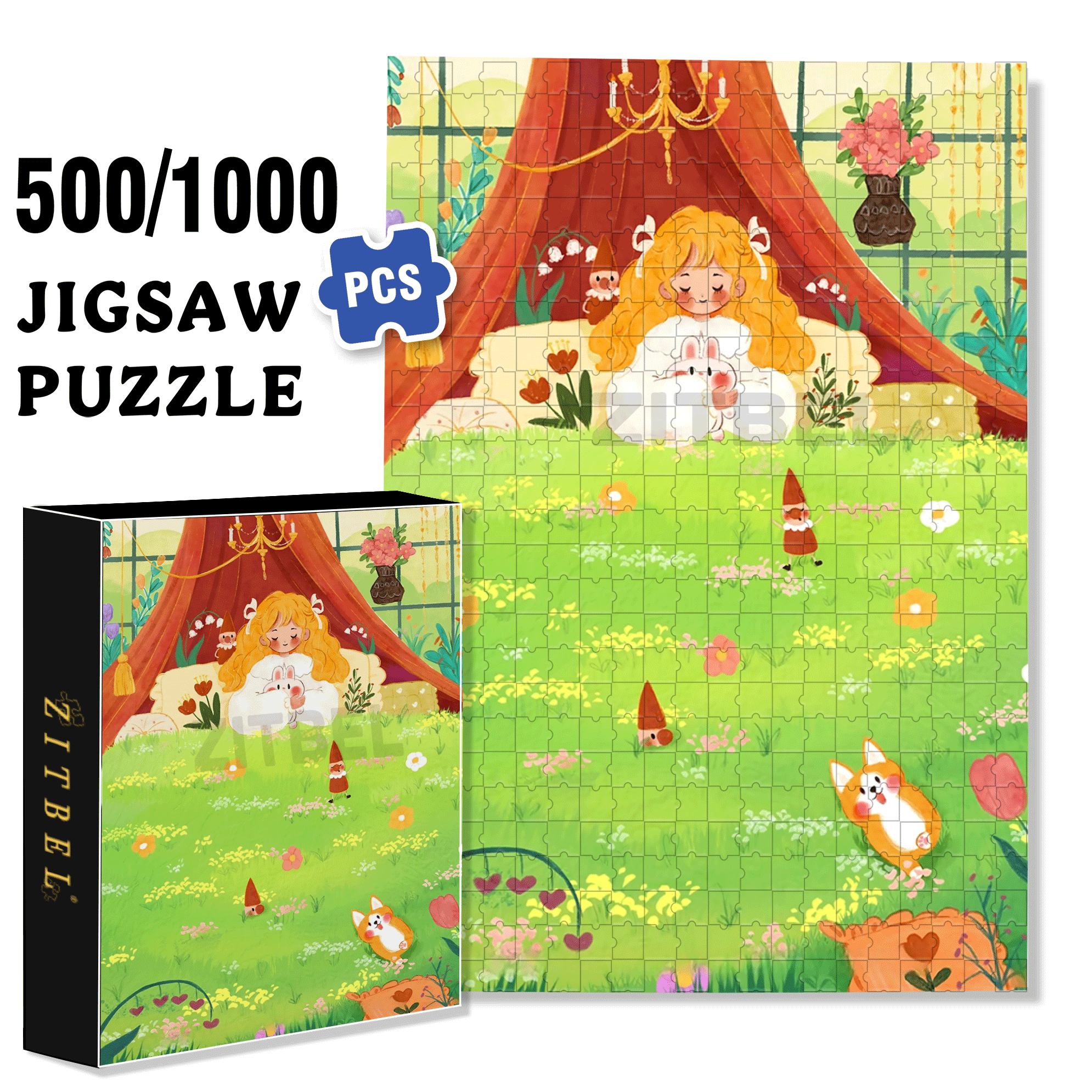 Dream Flower House 500pcs/1000pcs Jigsaw Puzzle, Scratch-Resistant, Interactive Family Game & Brain-Boosting DIY Decor, Perfect for Halloween, Christmas & New Year Gifts, Family Puzzle Game