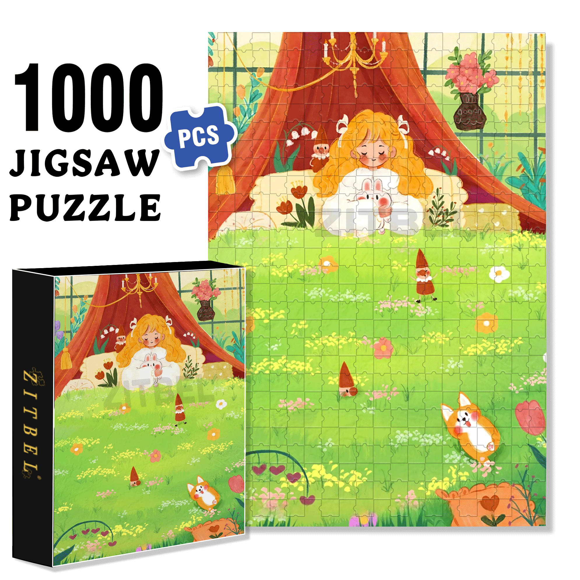Dream Flower House 500pcs/1000pcs Jigsaw Puzzle, Scratch-Resistant, Interactive Family Game & Brain-Boosting DIY Decor, Perfect for Halloween, Christmas & New Year Gifts, Family Puzzle Game