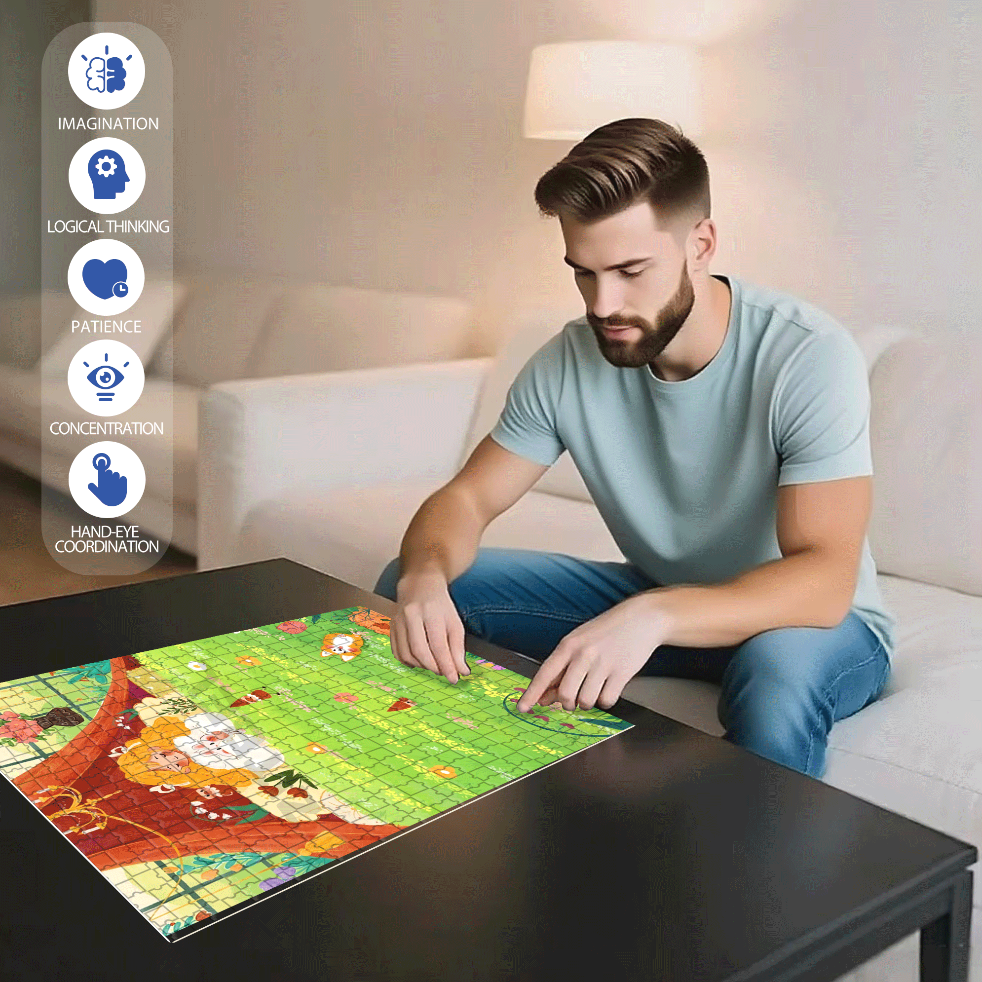 Dream Flower House 500pcs/1000pcs Jigsaw Puzzle, Scratch-Resistant, Interactive Family Game & Brain-Boosting DIY Decor, Perfect for Halloween, Christmas & New Year Gifts, Family Puzzle Game