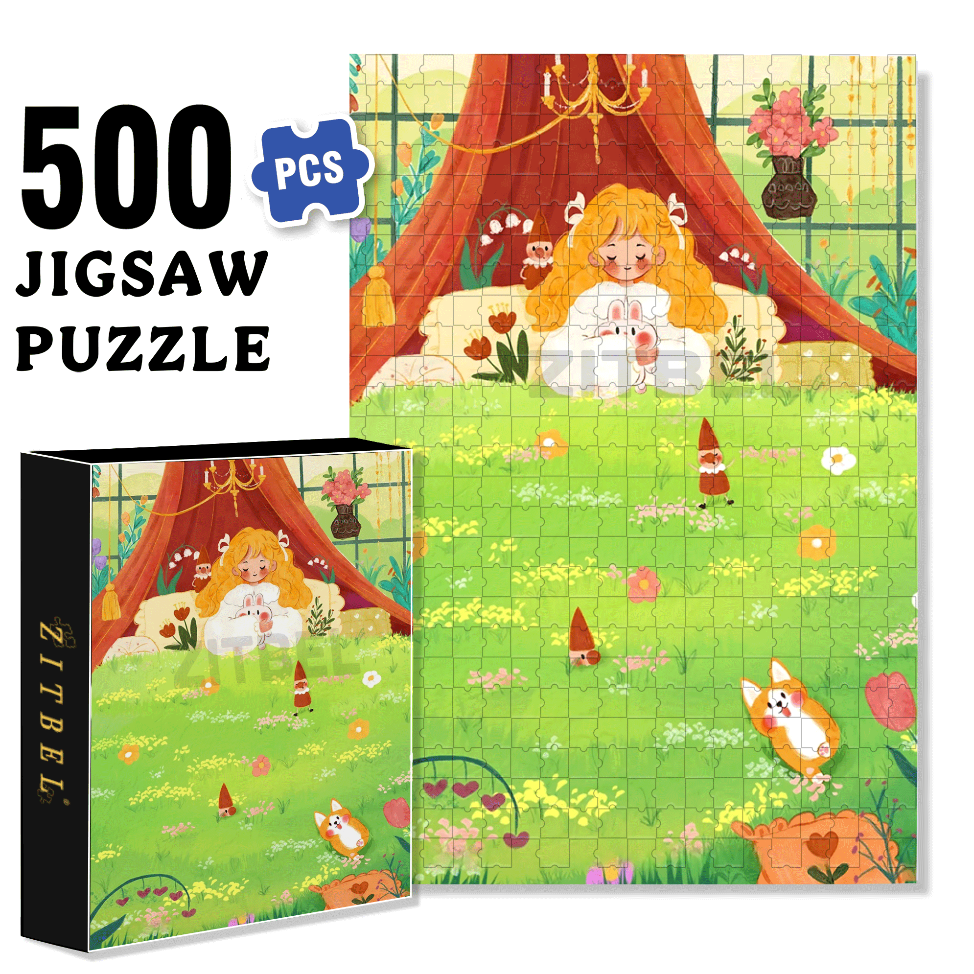 Dream Flower House 500pcs/1000pcs Jigsaw Puzzle, Scratch-Resistant, Interactive Family Game & Brain-Boosting DIY Decor, Perfect for Halloween, Christmas & New Year Gifts, Family Puzzle Game