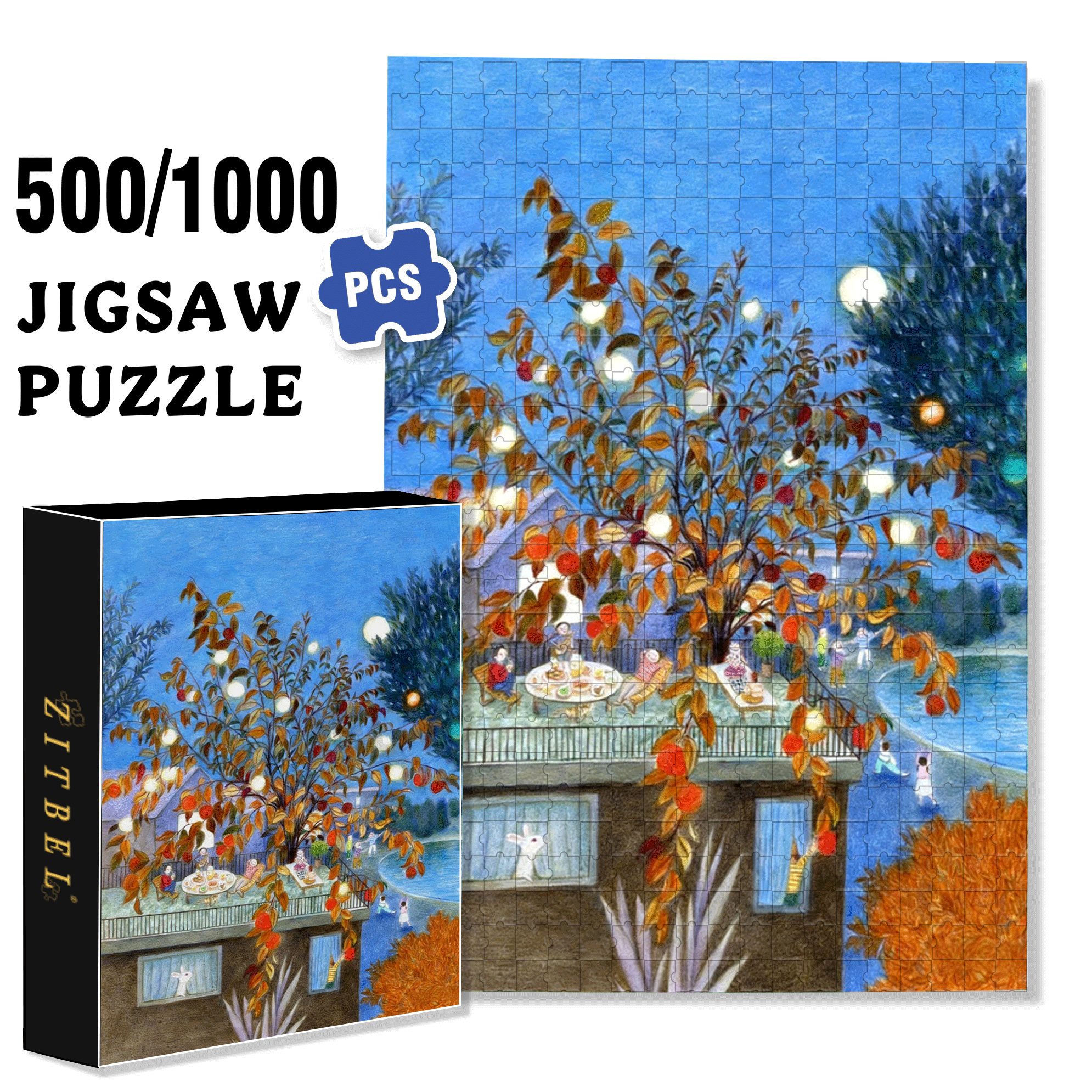 During Festive Occasions 500pcs/1000pcs Jigsaw Puzzle, Scratch-Resistant, Interactive Family Game & Brain-Boosting DIY Decor, Perfect for Halloween, Christmas & New Year Gifts, Family Puzzle Game
