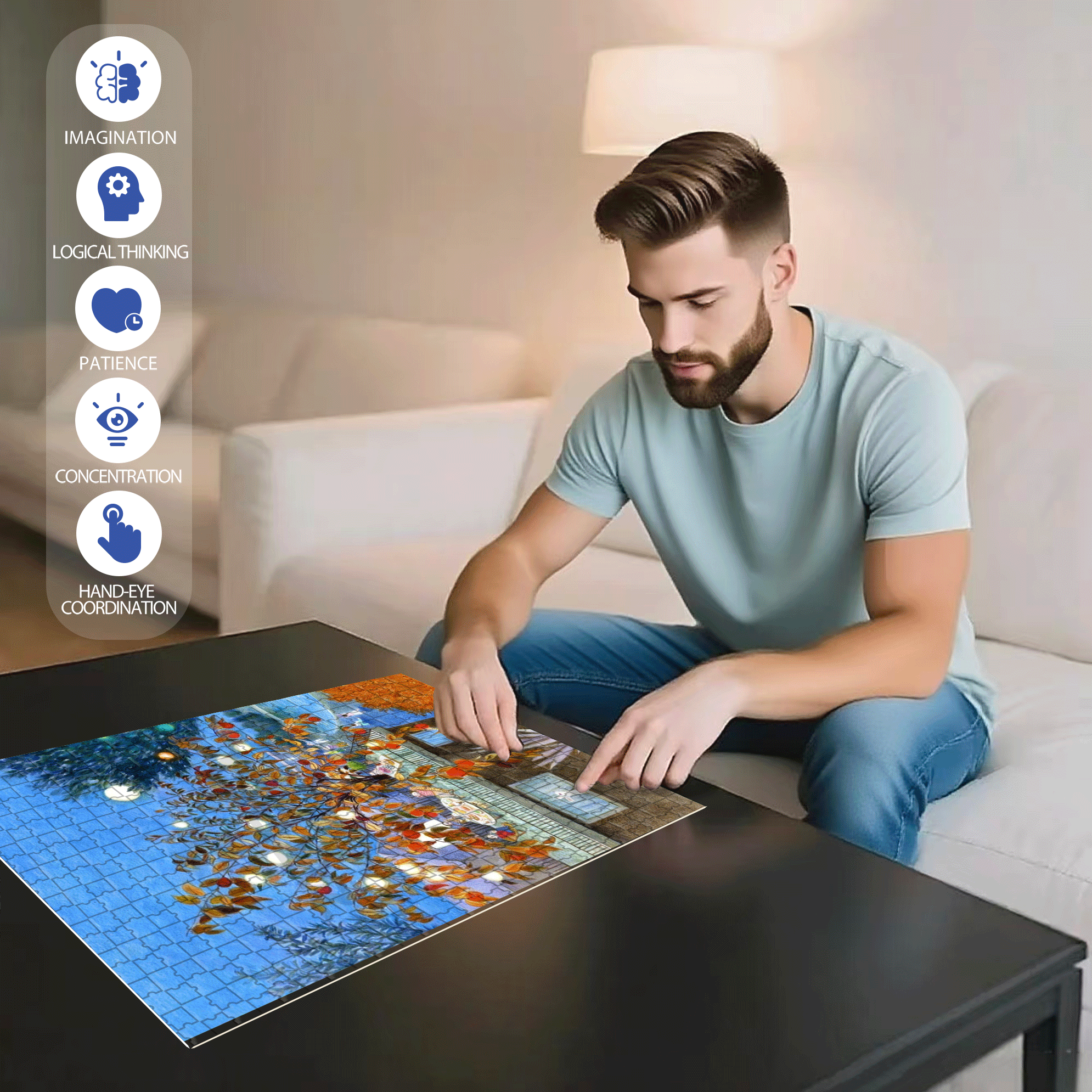 During Festive Occasions 500pcs/1000pcs Jigsaw Puzzle, Scratch-Resistant, Interactive Family Game & Brain-Boosting DIY Decor, Perfect for Halloween, Christmas & New Year Gifts, Family Puzzle Game