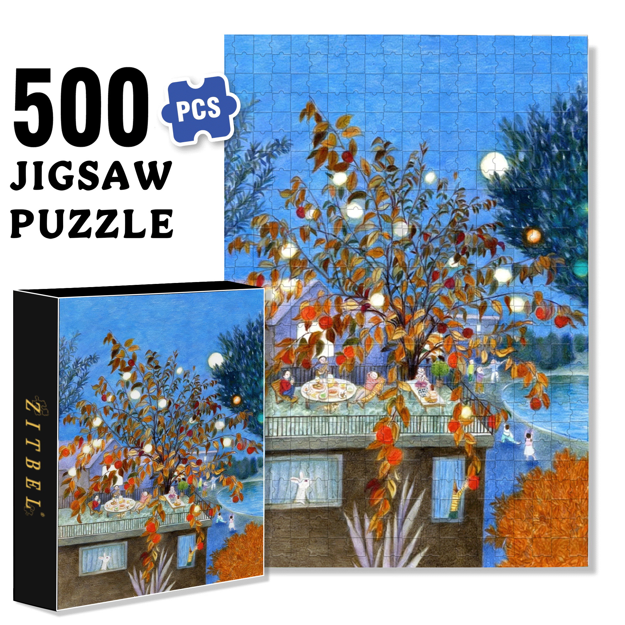 During Festive Occasions 500pcs/1000pcs Jigsaw Puzzle, Scratch-Resistant, Interactive Family Game & Brain-Boosting DIY Decor, Perfect for Halloween, Christmas & New Year Gifts, Family Puzzle Game