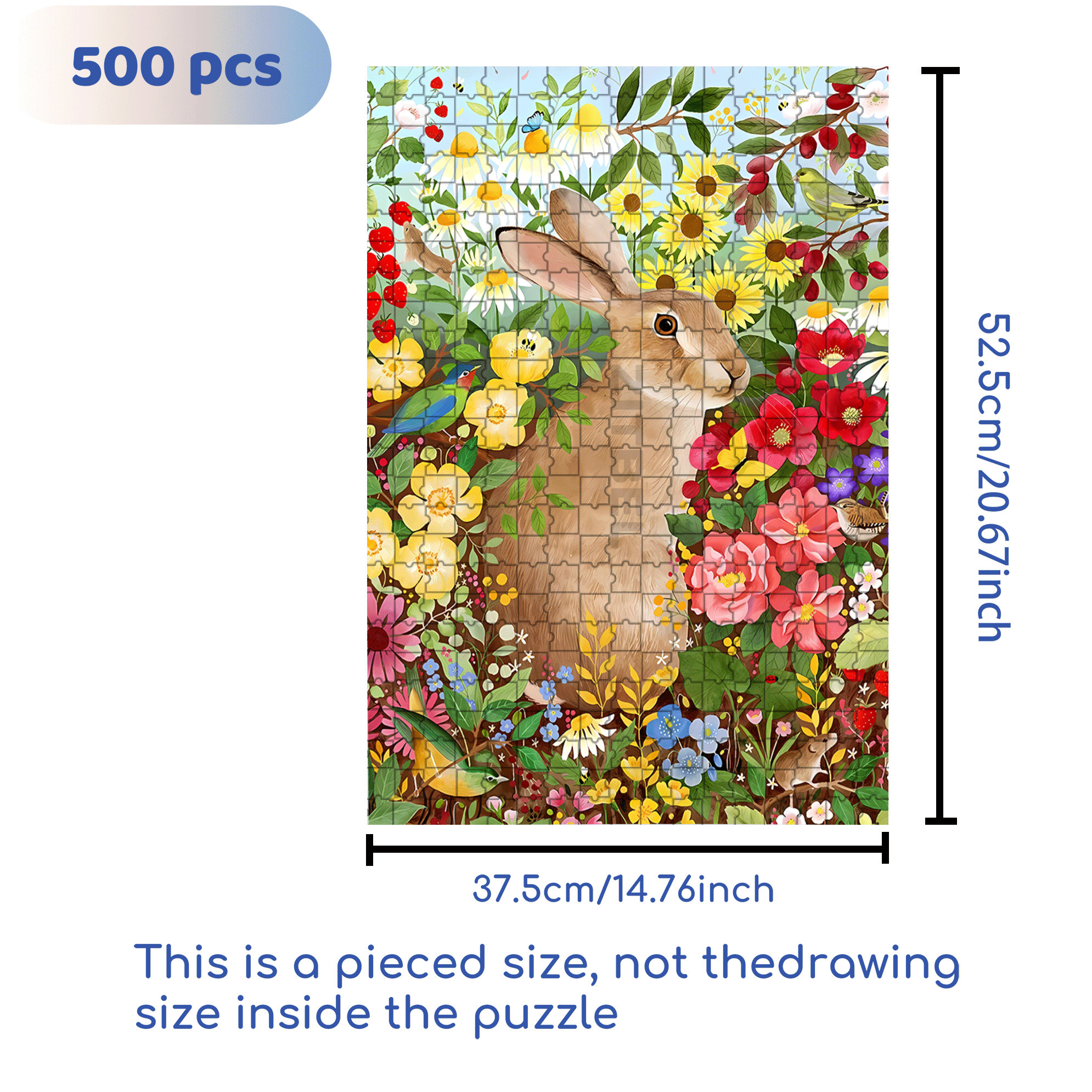 Easter Bunny In April 500pcs/1000pcs Jigsaw Puzzle, Scratch-Resistant, Interactive Family Game & Brain-Boosting DIY Decor, Perfect for Halloween, Christmas & New Year Gifts, Family Puzzle Game