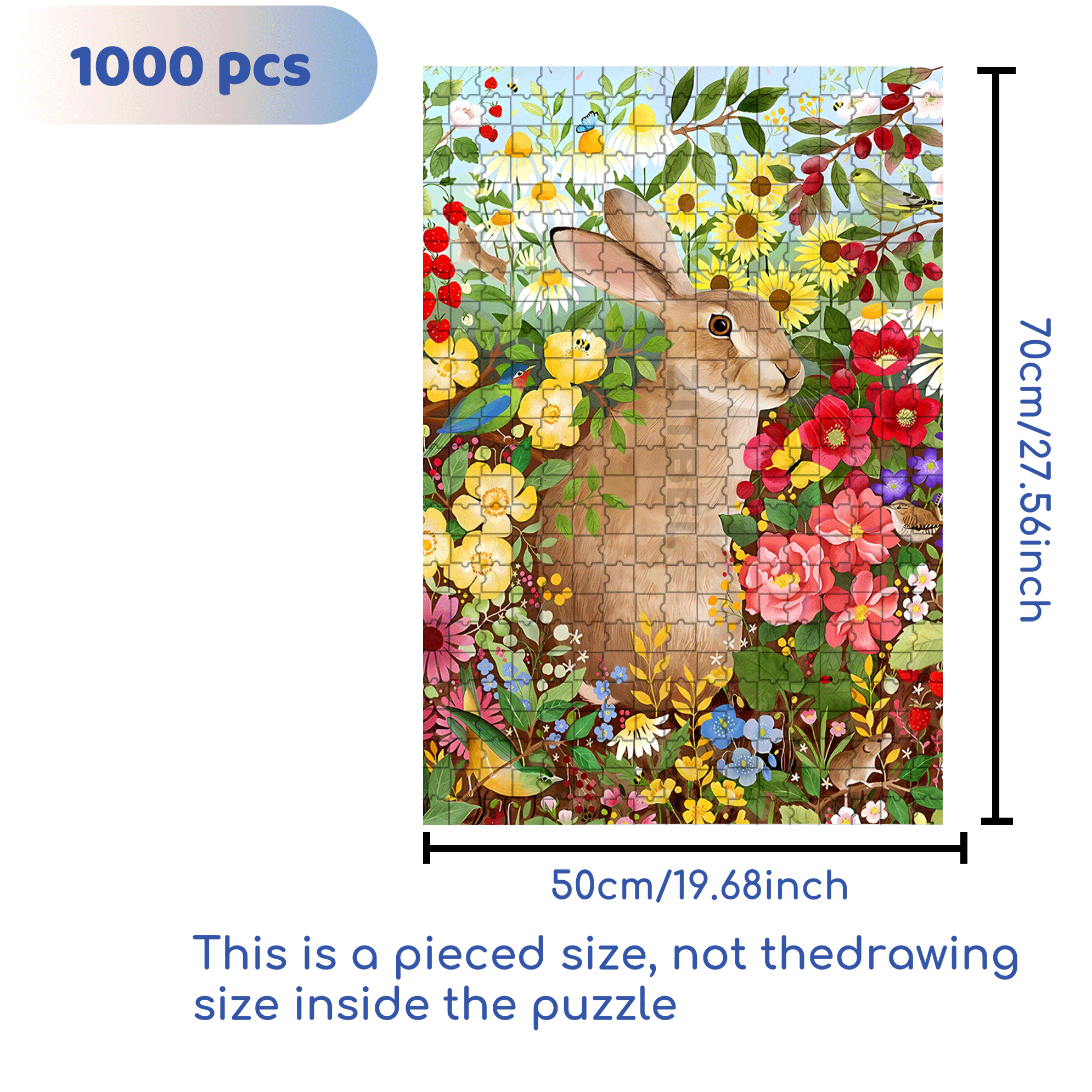 Easter Bunny In April 500pcs/1000pcs Jigsaw Puzzle, Scratch-Resistant, Interactive Family Game & Brain-Boosting DIY Decor, Perfect for Halloween, Christmas & New Year Gifts, Family Puzzle Game