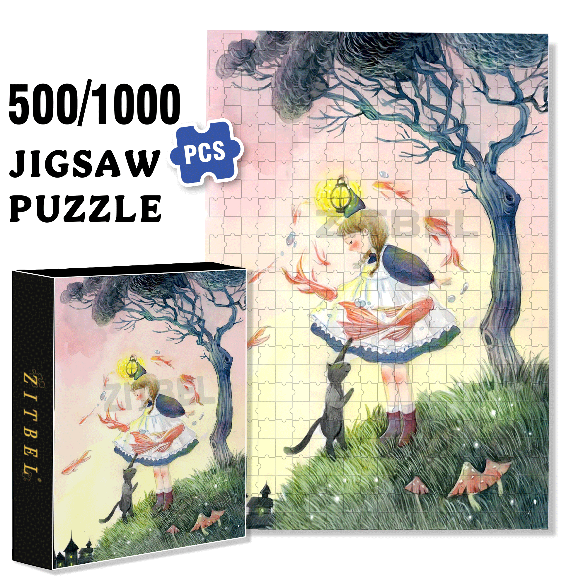 Elf Hotel 500pcs/1000pcs Jigsaw Puzzle, Scratch-Resistant, Interactive Family Game & Brain-Boosting DIY Decor, Perfect for Halloween, Christmas & New Year Gifts, Family Puzzle Game