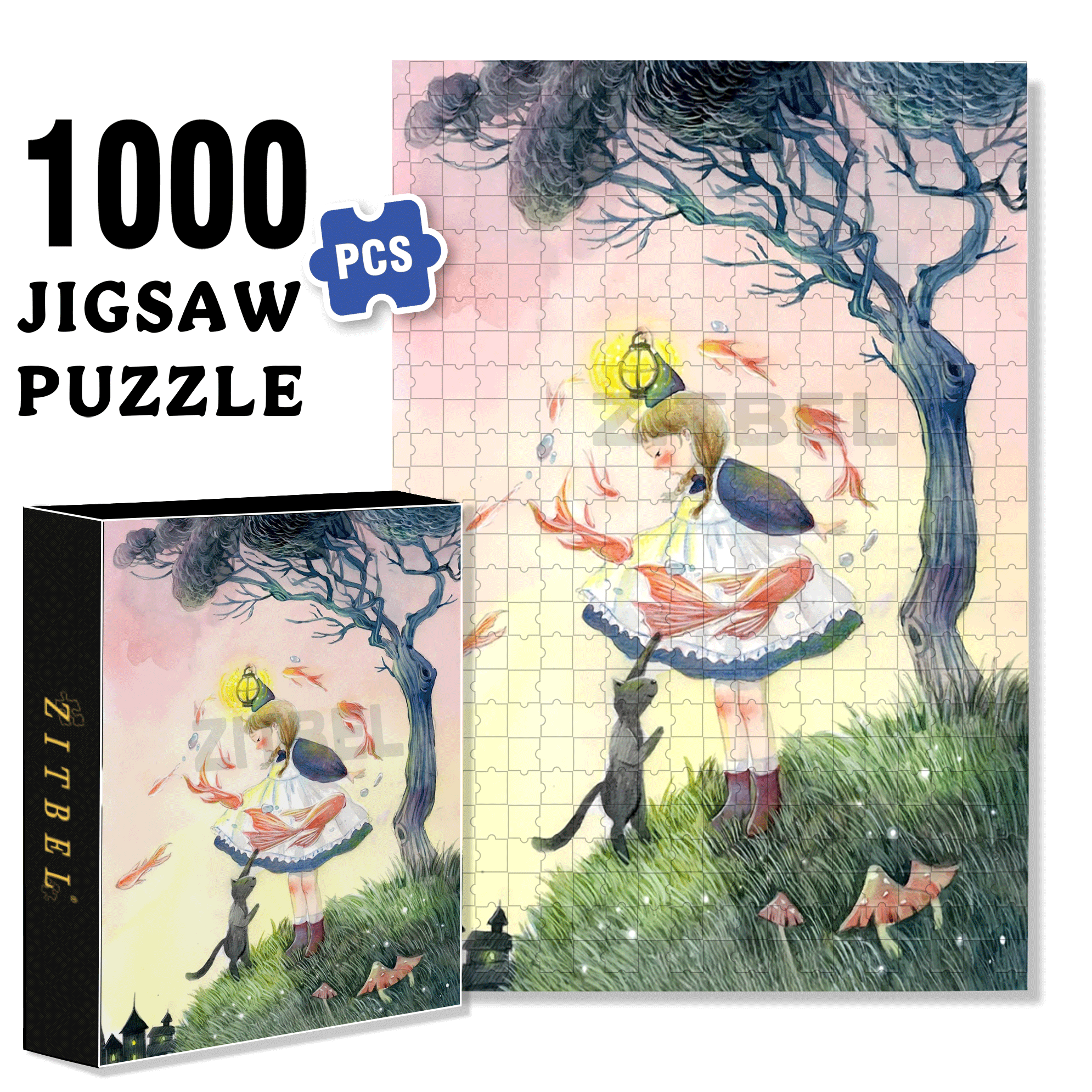 Elf Hotel 500pcs/1000pcs Jigsaw Puzzle, Scratch-Resistant, Interactive Family Game & Brain-Boosting DIY Decor, Perfect for Halloween, Christmas & New Year Gifts, Family Puzzle Game
