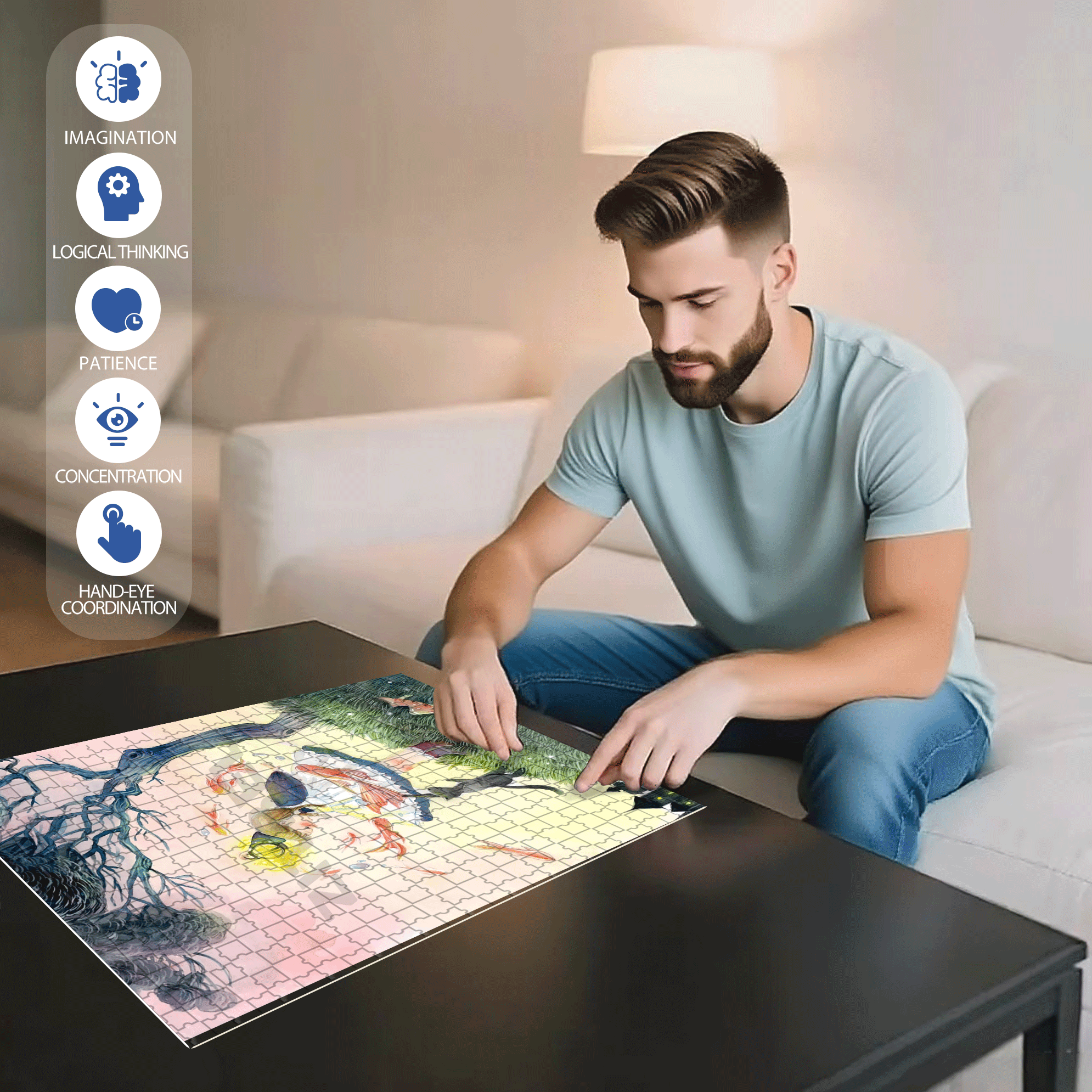Elf Hotel 500pcs/1000pcs Jigsaw Puzzle, Scratch-Resistant, Interactive Family Game & Brain-Boosting DIY Decor, Perfect for Halloween, Christmas & New Year Gifts, Family Puzzle Game