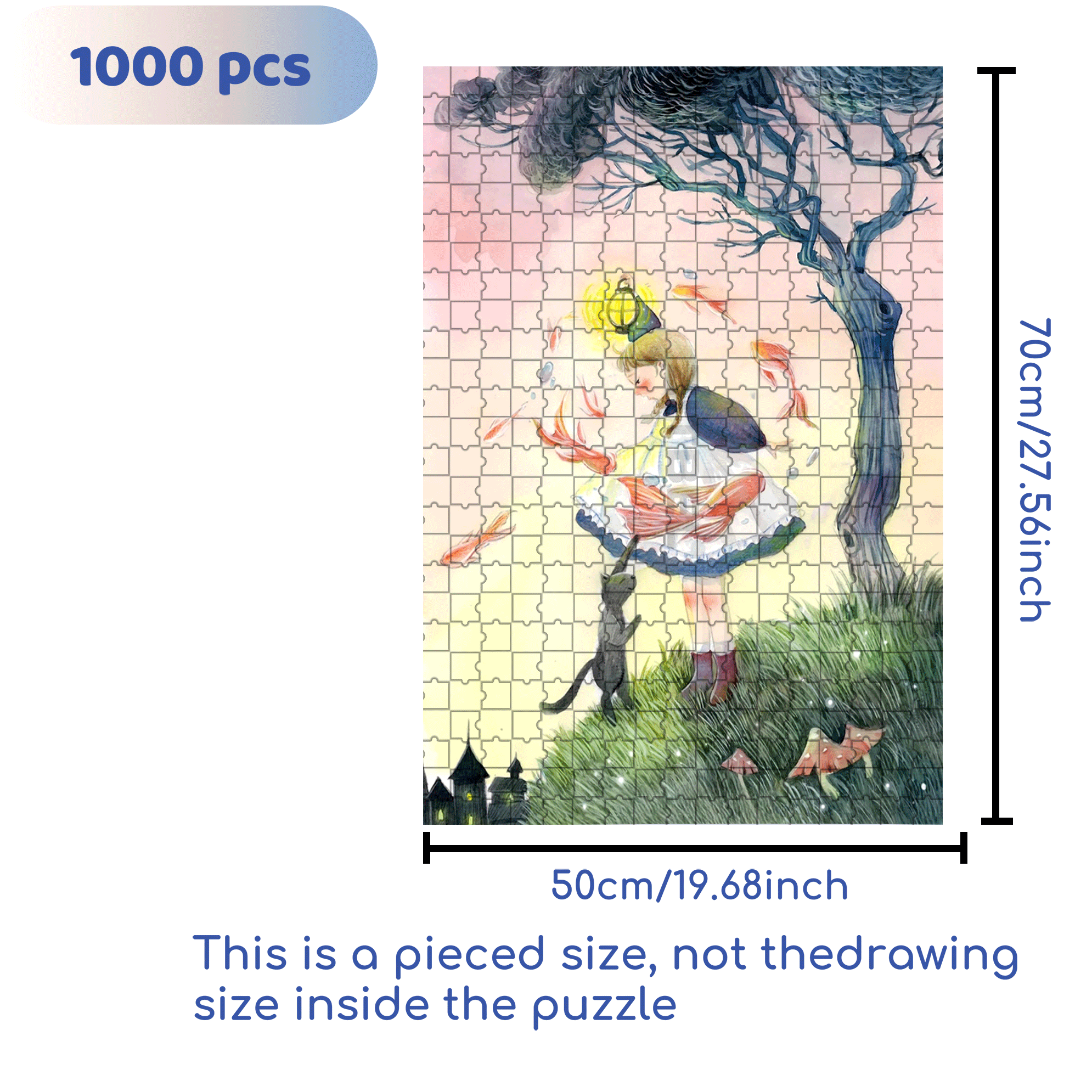 Elf Hotel 500pcs/1000pcs Jigsaw Puzzle, Scratch-Resistant, Interactive Family Game & Brain-Boosting DIY Decor, Perfect for Halloween, Christmas & New Year Gifts, Family Puzzle Game