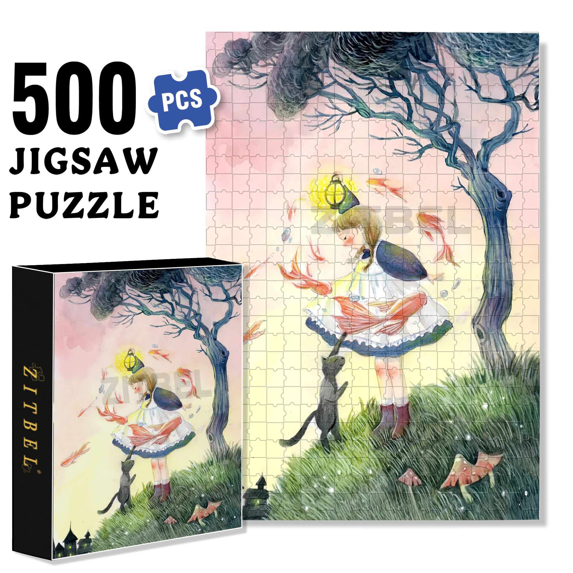 Elf Hotel 500pcs/1000pcs Jigsaw Puzzle, Scratch-Resistant, Interactive Family Game & Brain-Boosting DIY Decor, Perfect for Halloween, Christmas & New Year Gifts, Family Puzzle Game