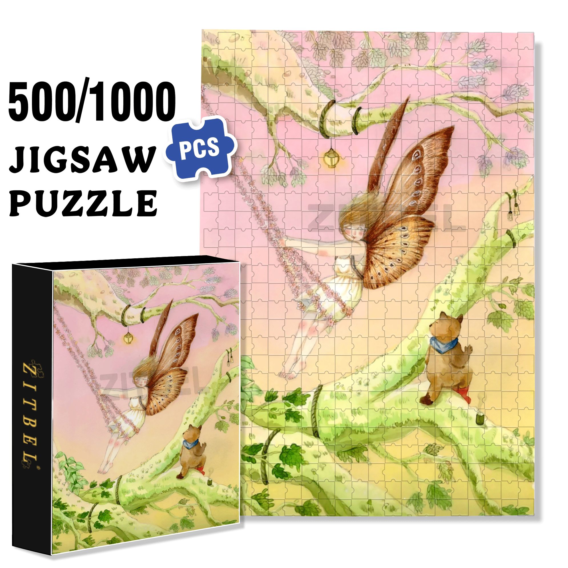 Elf Swing 500pcs/1000pcs Jigsaw Puzzle, Scratch-Resistant, Interactive Family Game & Brain-Boosting DIY Decor, Perfect for Halloween, Christmas & New Year Gifts, Family Puzzle Game