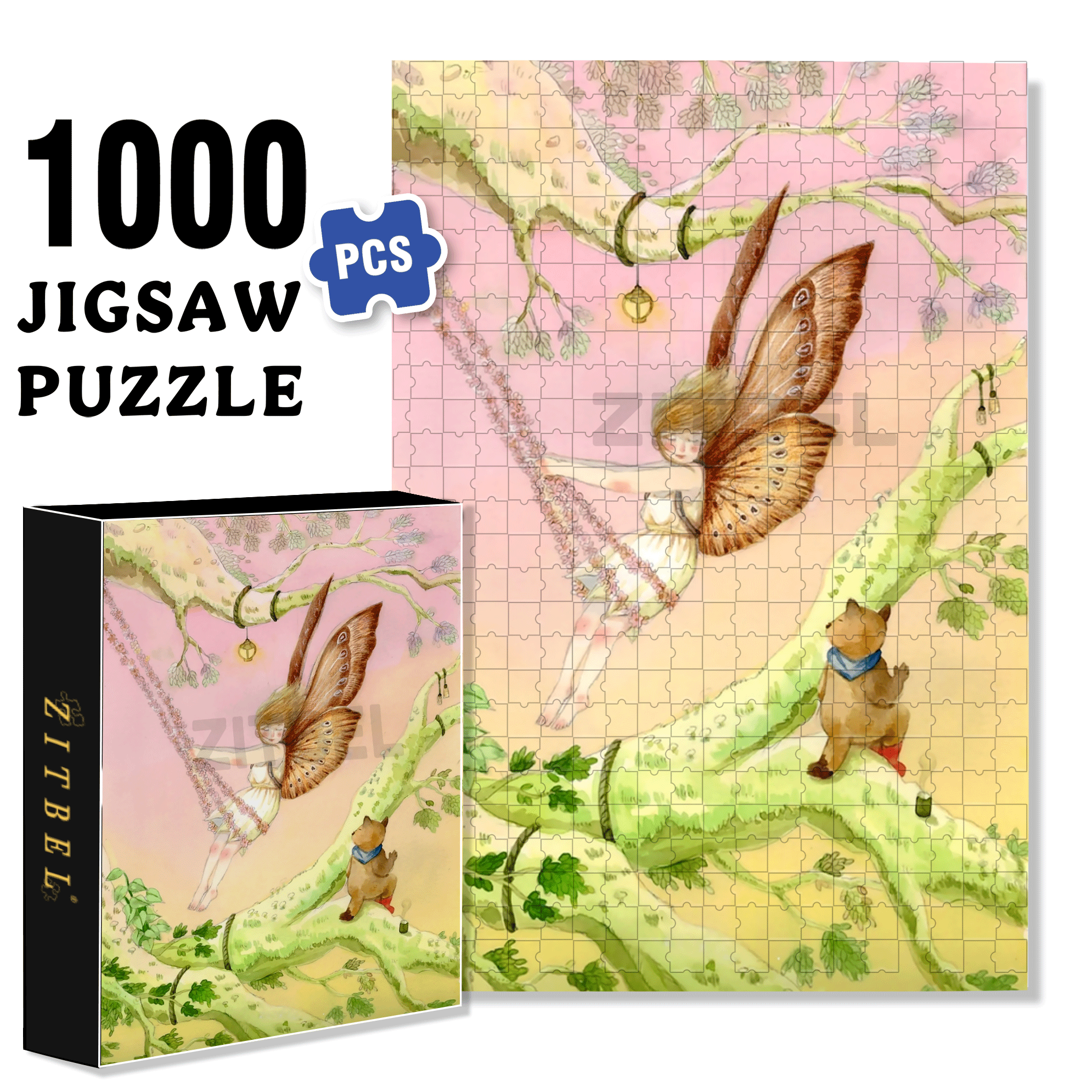 Elf Swing 500pcs/1000pcs Jigsaw Puzzle, Scratch-Resistant, Interactive Family Game & Brain-Boosting DIY Decor, Perfect for Halloween, Christmas & New Year Gifts, Family Puzzle Game