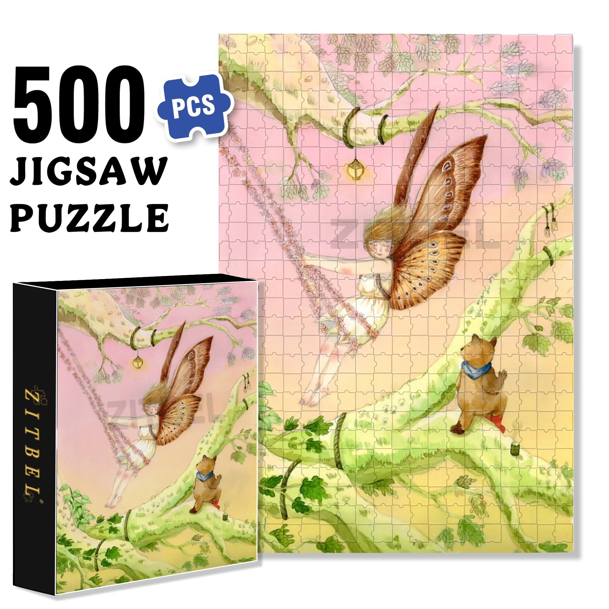 Elf Swing 500pcs/1000pcs Jigsaw Puzzle, Scratch-Resistant, Interactive Family Game & Brain-Boosting DIY Decor, Perfect for Halloween, Christmas & New Year Gifts, Family Puzzle Game