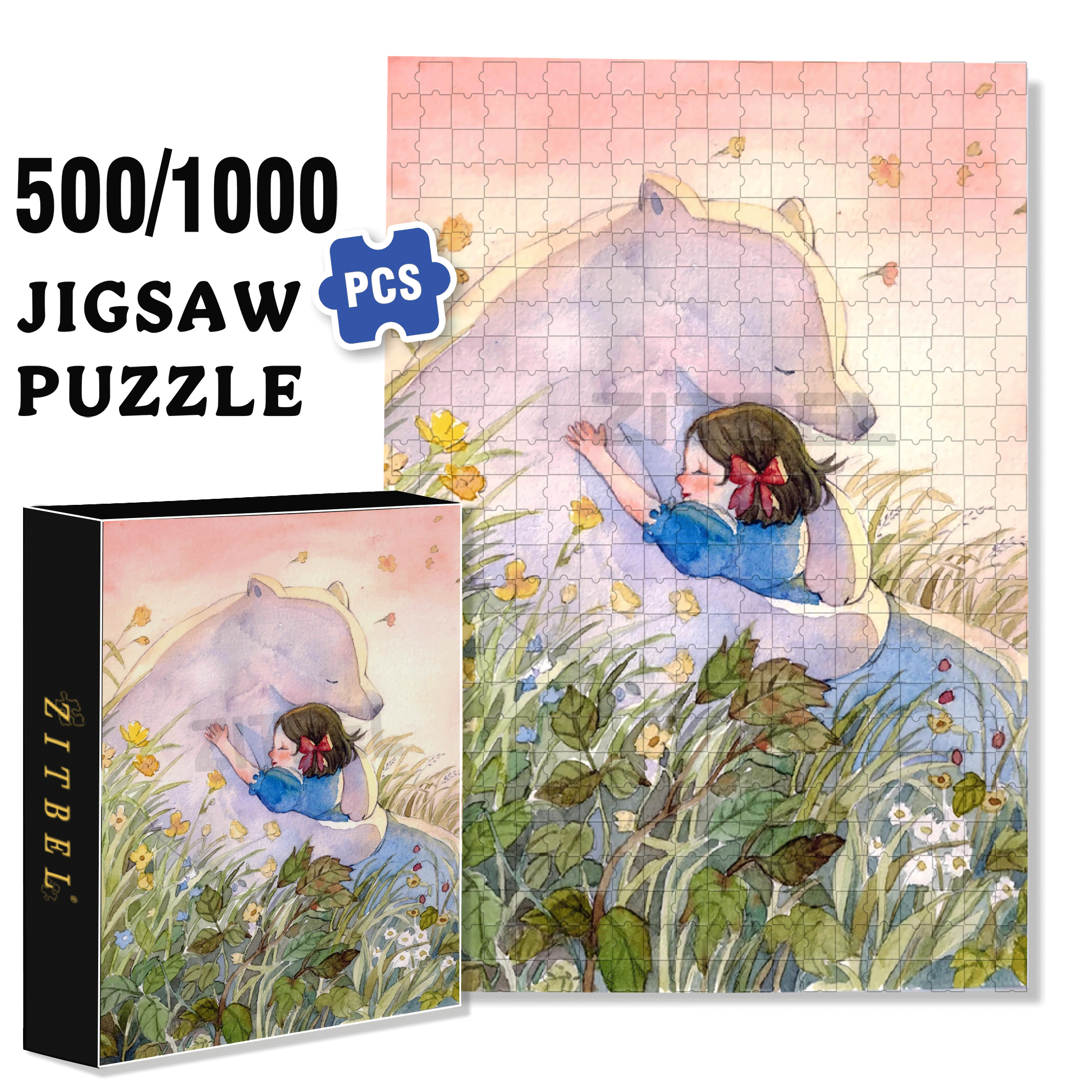 Embrace and Healing 500pcs/1000pcs Jigsaw Puzzle, Scratch-Resistant, Interactive Family Game & Brain-Boosting DIY Decor, Perfect for Halloween, Christmas & New Year Gifts, Family Puzzle Game