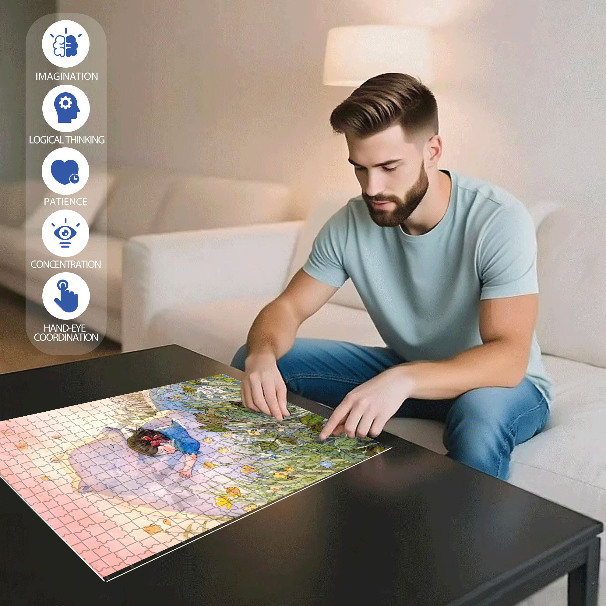 Embrace and Healing 500pcs/1000pcs Jigsaw Puzzle, Scratch-Resistant, Interactive Family Game & Brain-Boosting DIY Decor, Perfect for Halloween, Christmas & New Year Gifts, Family Puzzle Game