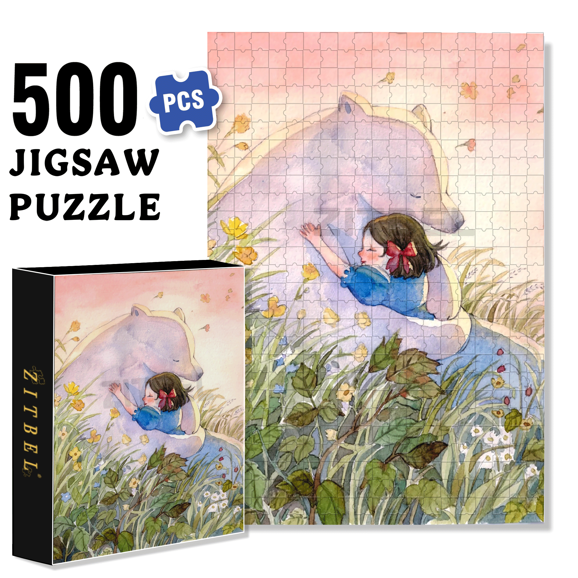 Embrace and Healing 500pcs/1000pcs Jigsaw Puzzle, Scratch-Resistant, Interactive Family Game & Brain-Boosting DIY Decor, Perfect for Halloween, Christmas & New Year Gifts, Family Puzzle Game