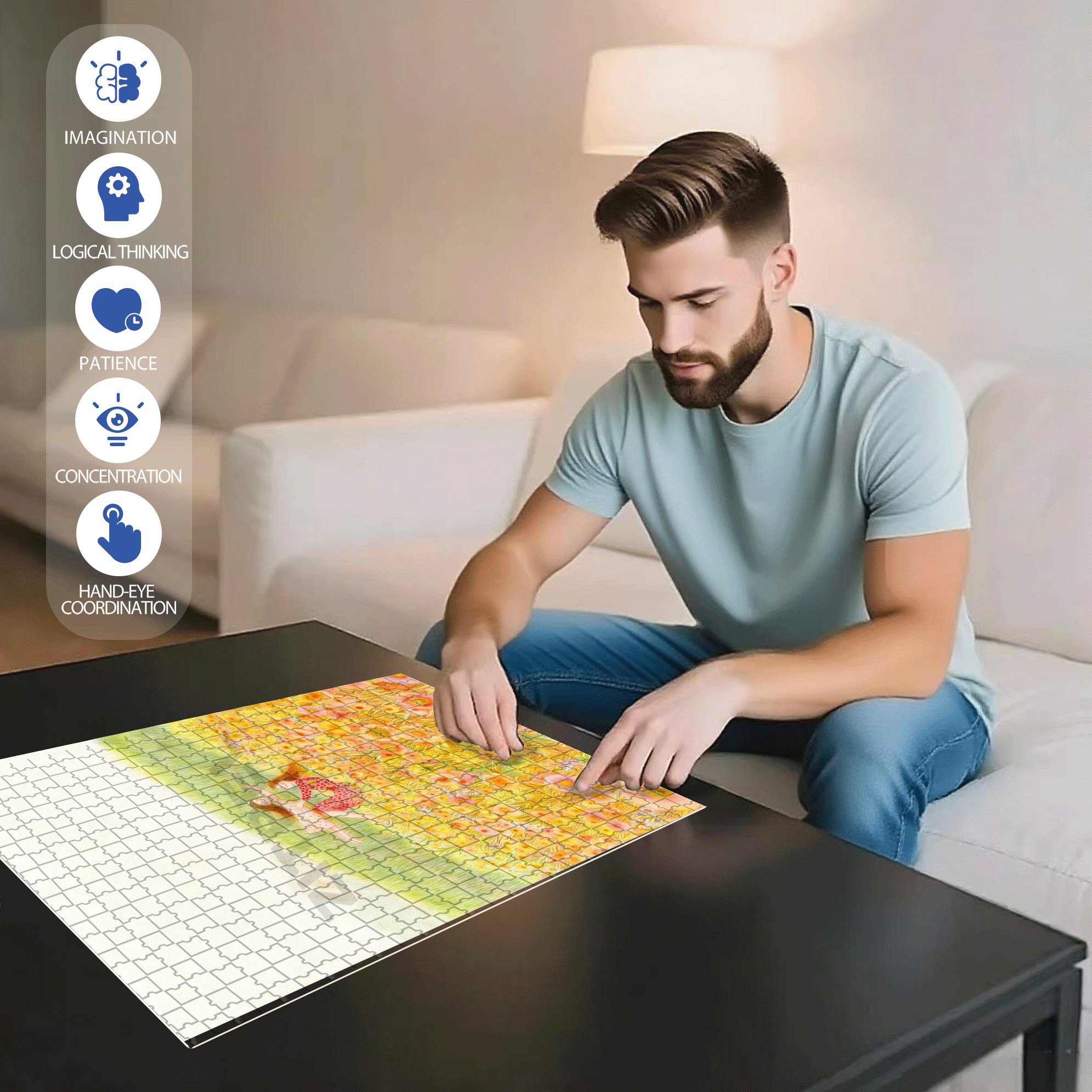 Enjoy A Little Time 500pcs/1000pcs Jigsaw Puzzle, Scratch-Resistant, Interactive Family Game & Brain-Boosting DIY Decor, Perfect for Halloween, Christmas & New Year Gifts, Family Puzzle Game