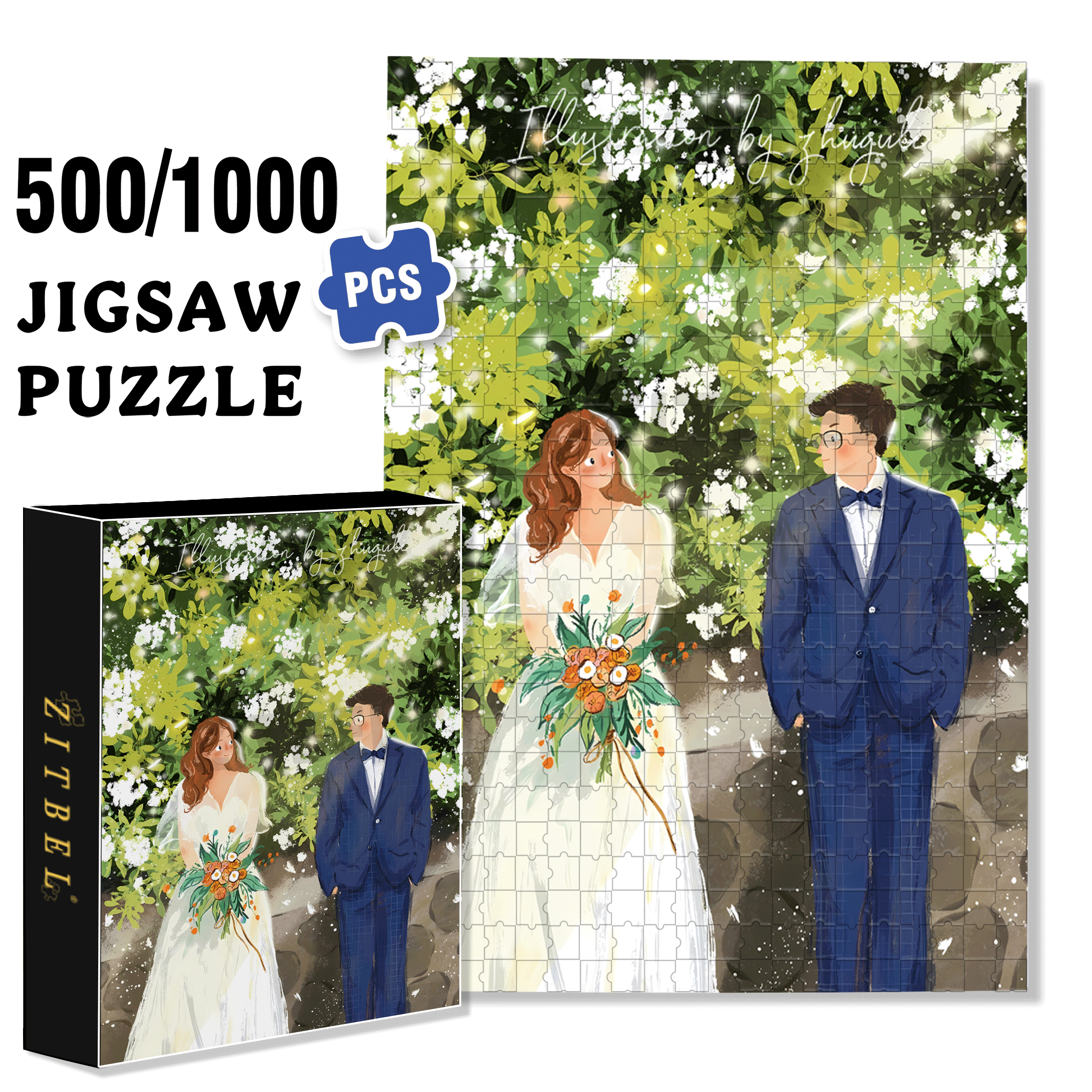 Exchanging Affectionate Glances 500pcs/1000pcs Jigsaw Puzzle, Scratch-Resistant, Interactive Family Game & Brain-Boosting DIY Decor, Perfect for Halloween, Christmas & New Year Gifts, Family Puzzle Game