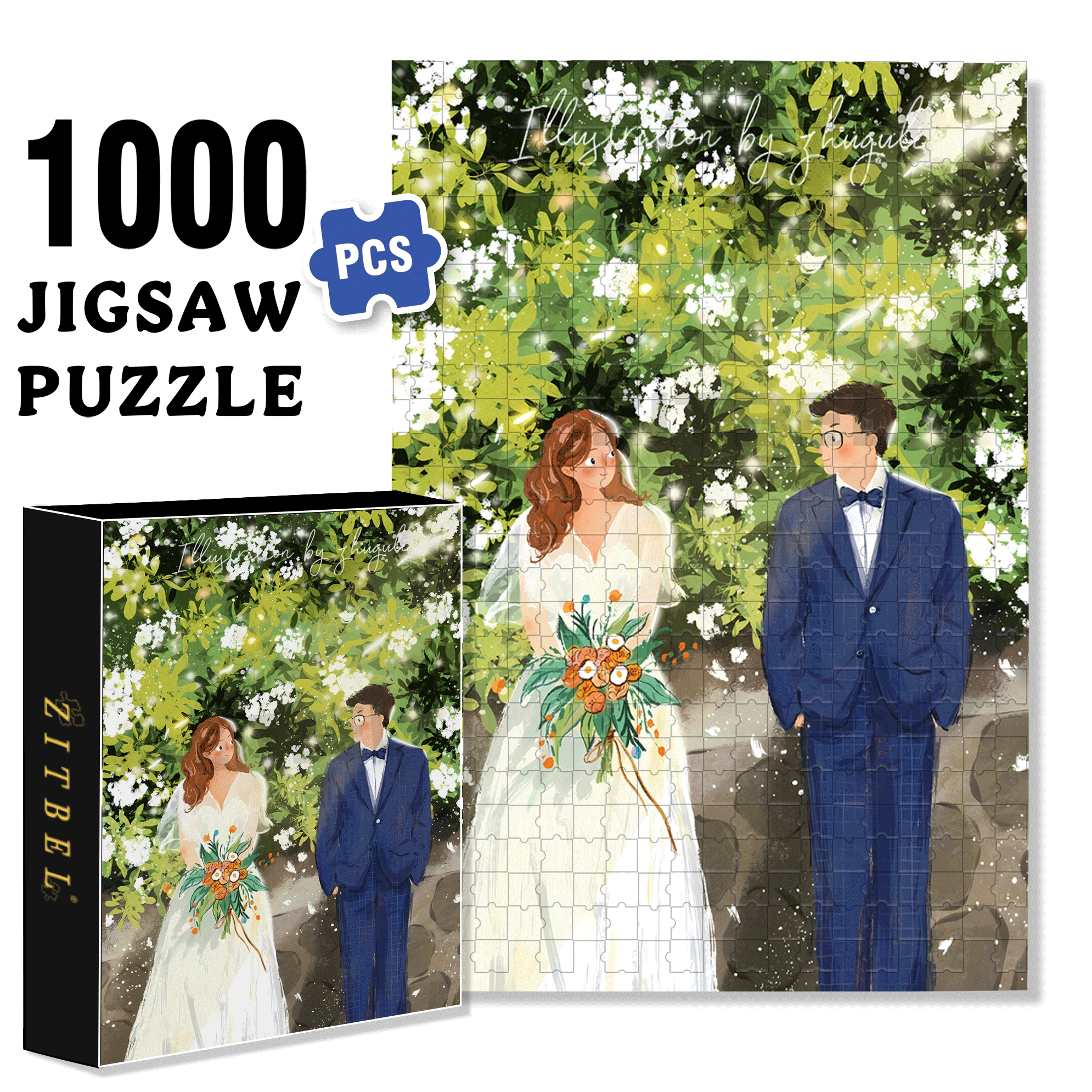 Exchanging Affectionate Glances 500pcs/1000pcs Jigsaw Puzzle, Scratch-Resistant, Interactive Family Game & Brain-Boosting DIY Decor, Perfect for Halloween, Christmas & New Year Gifts, Family Puzzle Game
