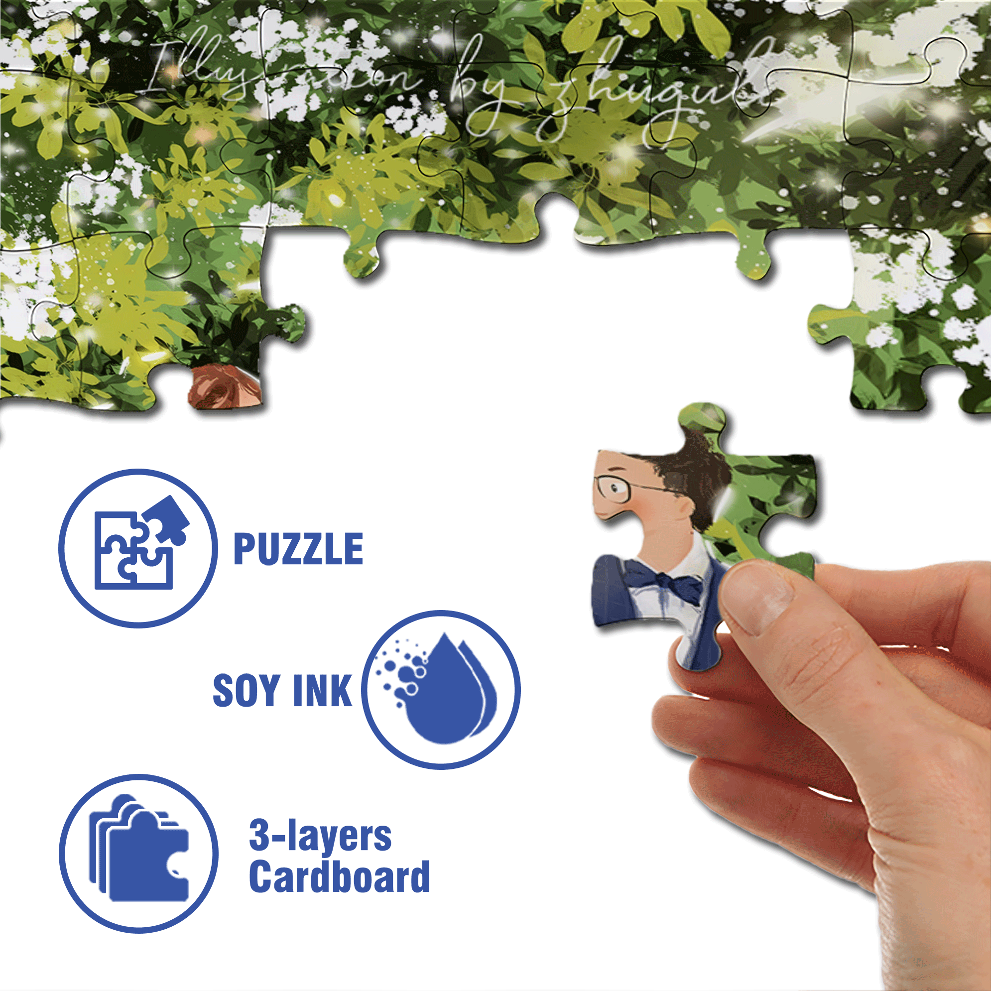 Exchanging Affectionate Glances 500pcs/1000pcs Jigsaw Puzzle, Scratch-Resistant, Interactive Family Game & Brain-Boosting DIY Decor, Perfect for Halloween, Christmas & New Year Gifts, Family Puzzle Game