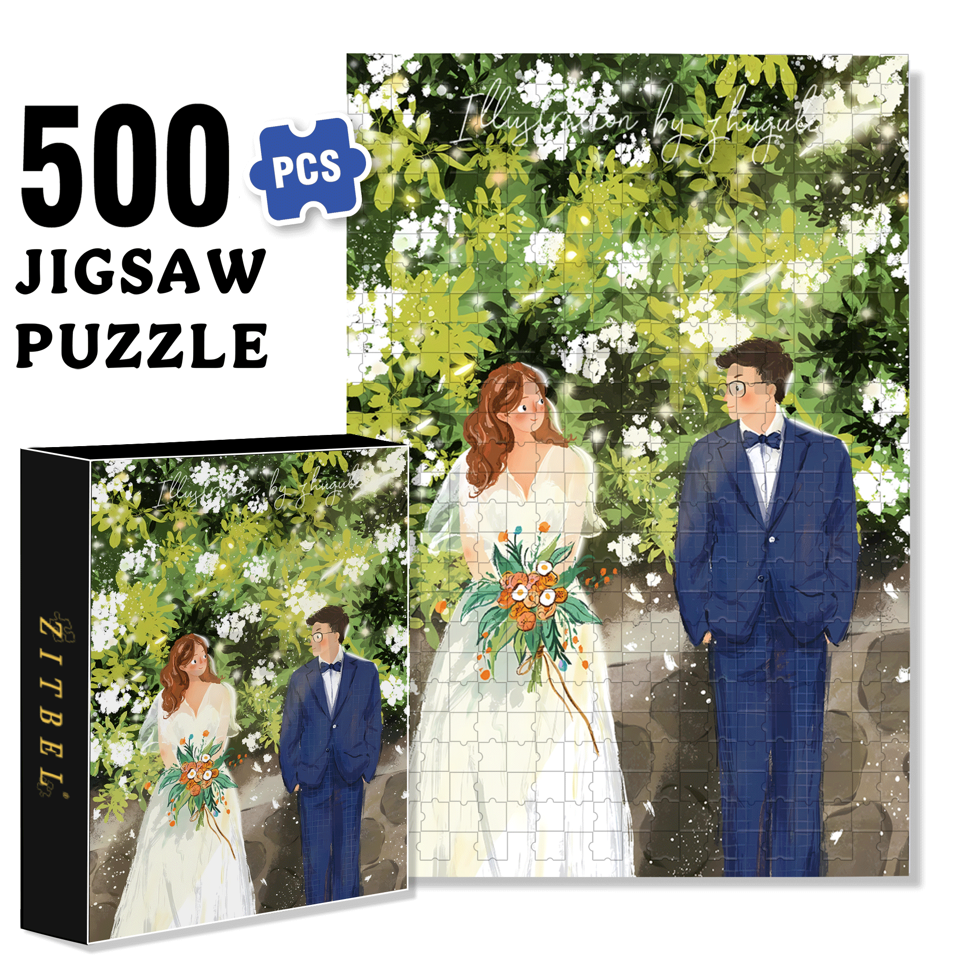 Exchanging Affectionate Glances 500pcs/1000pcs Jigsaw Puzzle, Scratch-Resistant, Interactive Family Game & Brain-Boosting DIY Decor, Perfect for Halloween, Christmas & New Year Gifts, Family Puzzle Game