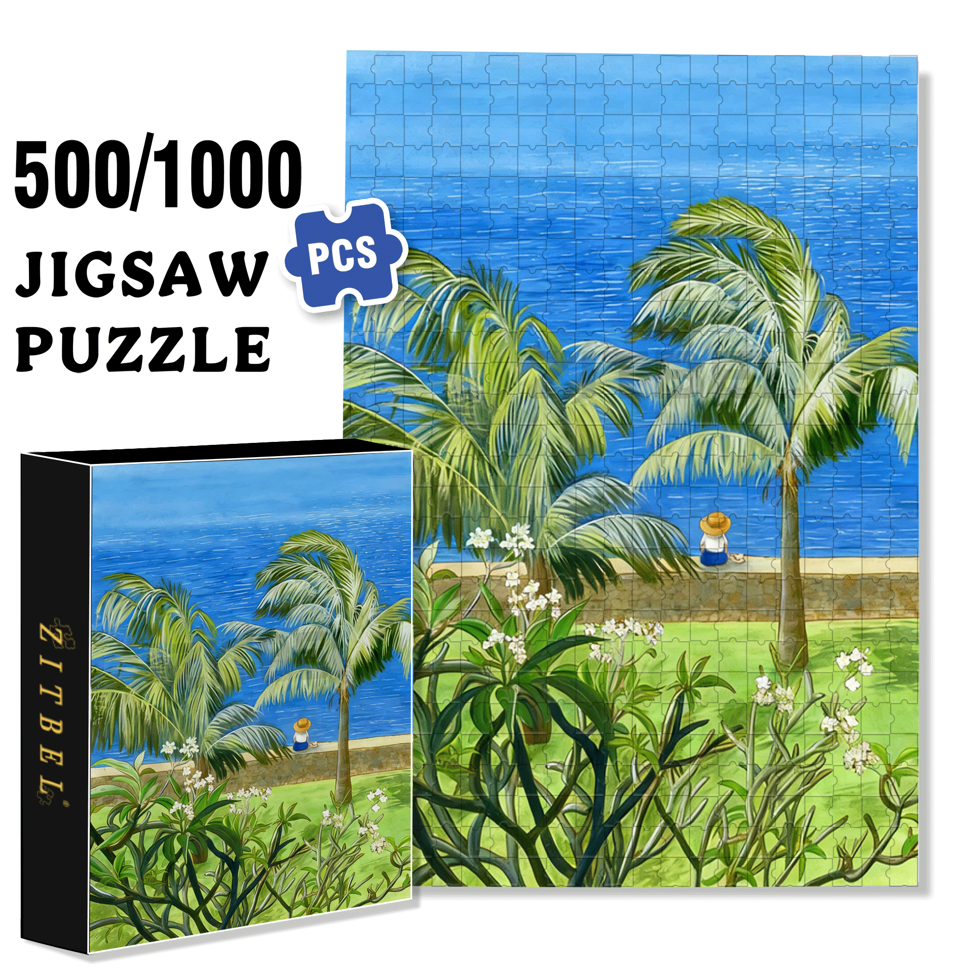 Facing The Sea 500pcs/1000pcs Jigsaw Puzzle, Scratch-Resistant, Interactive Family Game & Brain-Boosting DIY Decor, Perfect for Halloween, Christmas & New Year Gifts, Family Puzzle Game