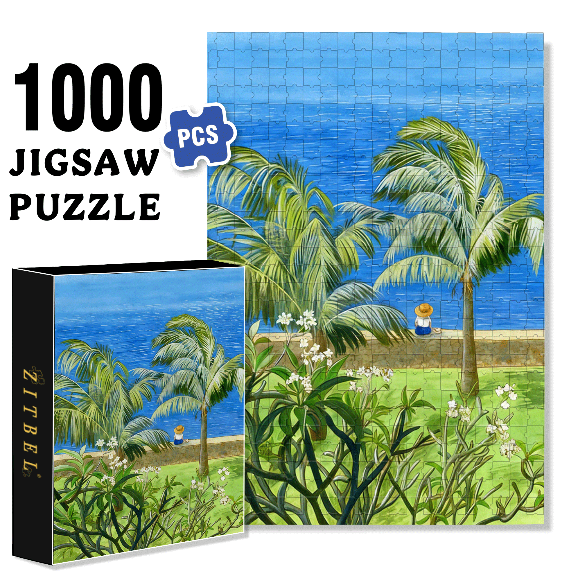 Facing The Sea 500pcs/1000pcs Jigsaw Puzzle, Scratch-Resistant, Interactive Family Game & Brain-Boosting DIY Decor, Perfect for Halloween, Christmas & New Year Gifts, Family Puzzle Game