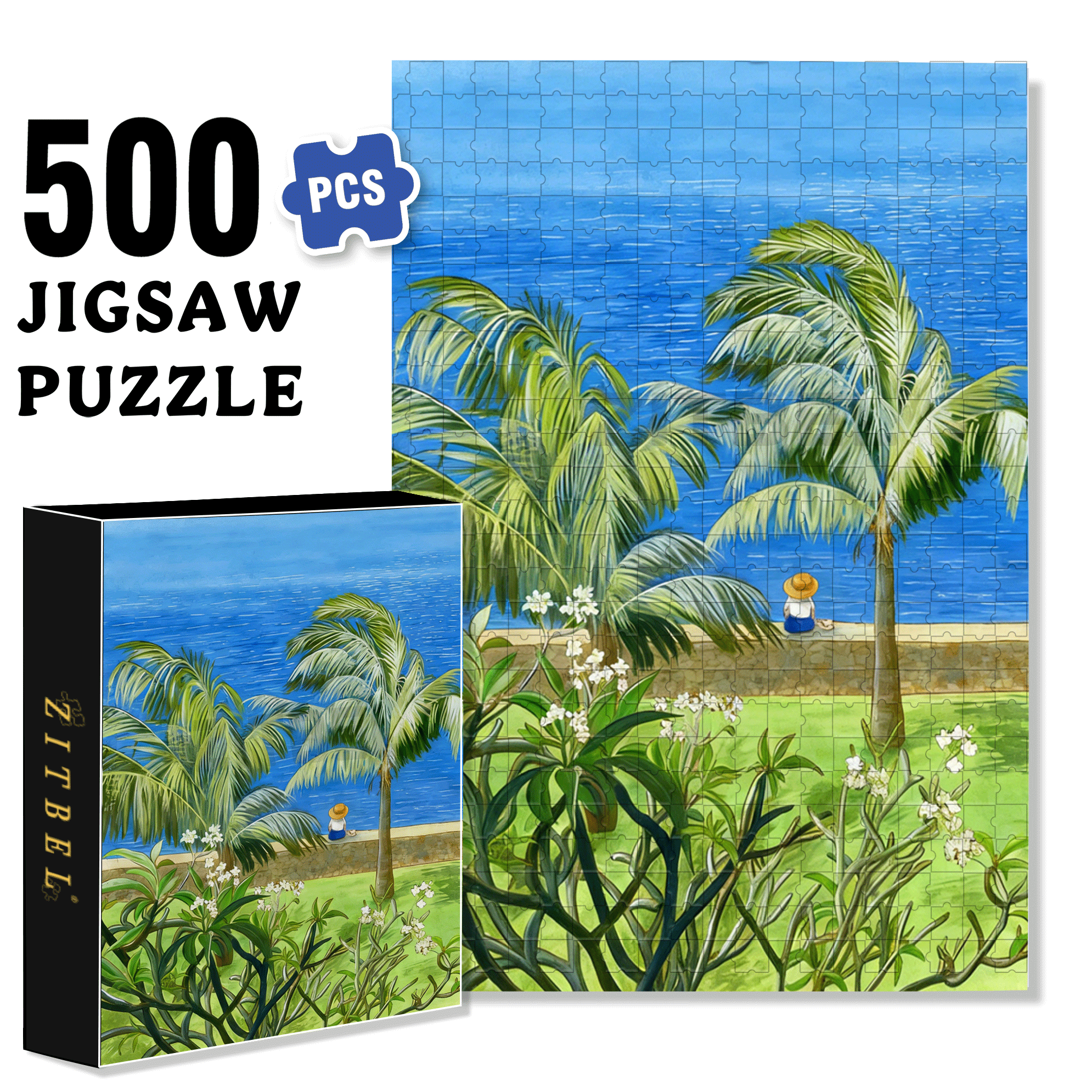 Facing The Sea 500pcs/1000pcs Jigsaw Puzzle, Scratch-Resistant, Interactive Family Game & Brain-Boosting DIY Decor, Perfect for Halloween, Christmas & New Year Gifts, Family Puzzle Game