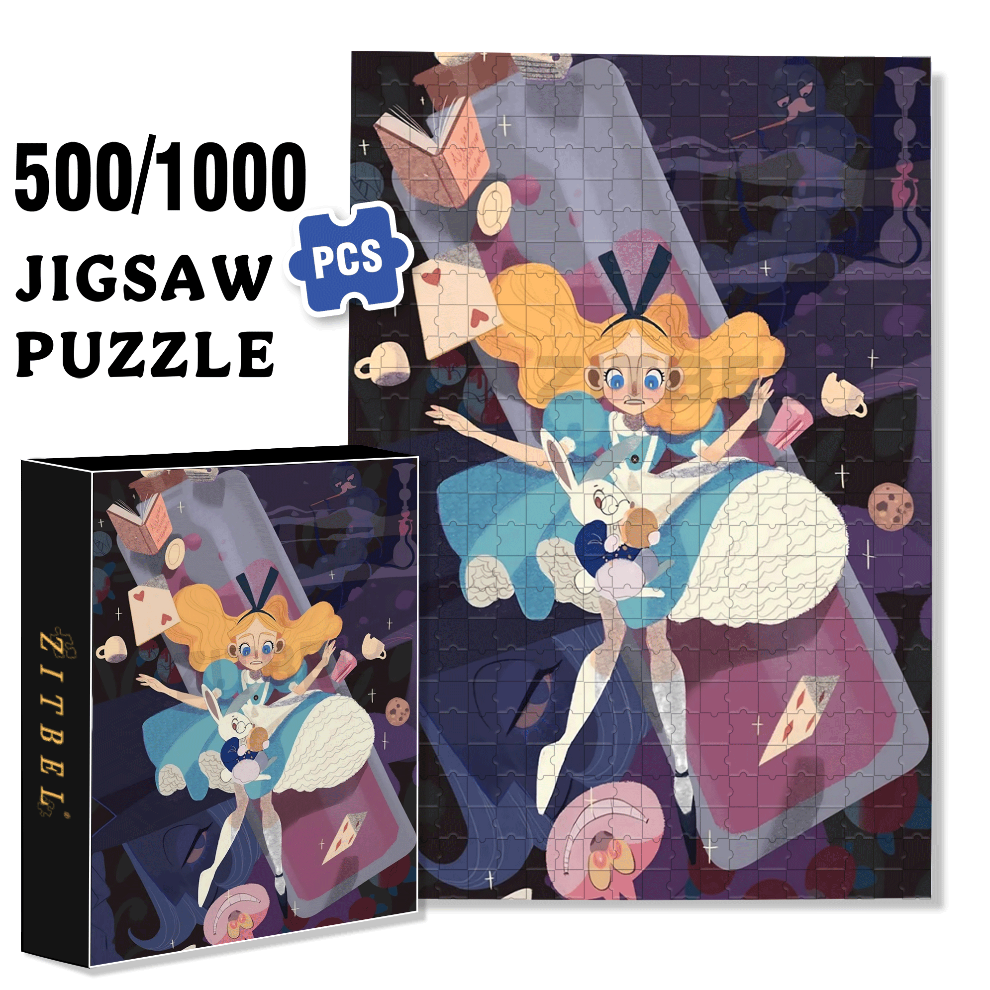 Falling Into A Psychedelic Space 500pcs/1000pcs Jigsaw Puzzle, Scratch-Resistant, Interactive Family Game & Brain-Boosting DIY Decor, Perfect for Halloween, Christmas & New Year Gifts, Family Puzzle Game