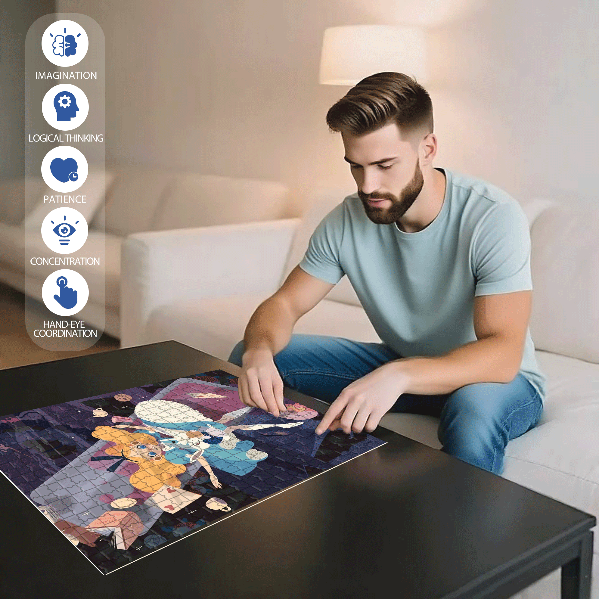 Falling Into A Psychedelic Space 500pcs/1000pcs Jigsaw Puzzle, Scratch-Resistant, Interactive Family Game & Brain-Boosting DIY Decor, Perfect for Halloween, Christmas & New Year Gifts, Family Puzzle Game