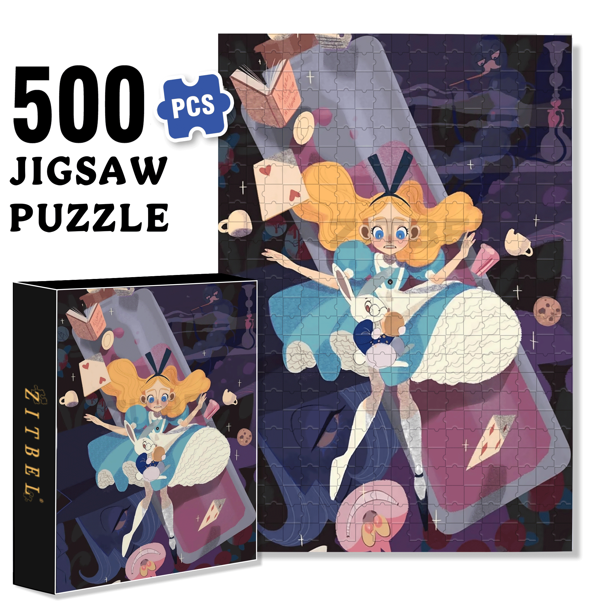 Falling Into A Psychedelic Space 500pcs/1000pcs Jigsaw Puzzle, Scratch-Resistant, Interactive Family Game & Brain-Boosting DIY Decor, Perfect for Halloween, Christmas & New Year Gifts, Family Puzzle Game