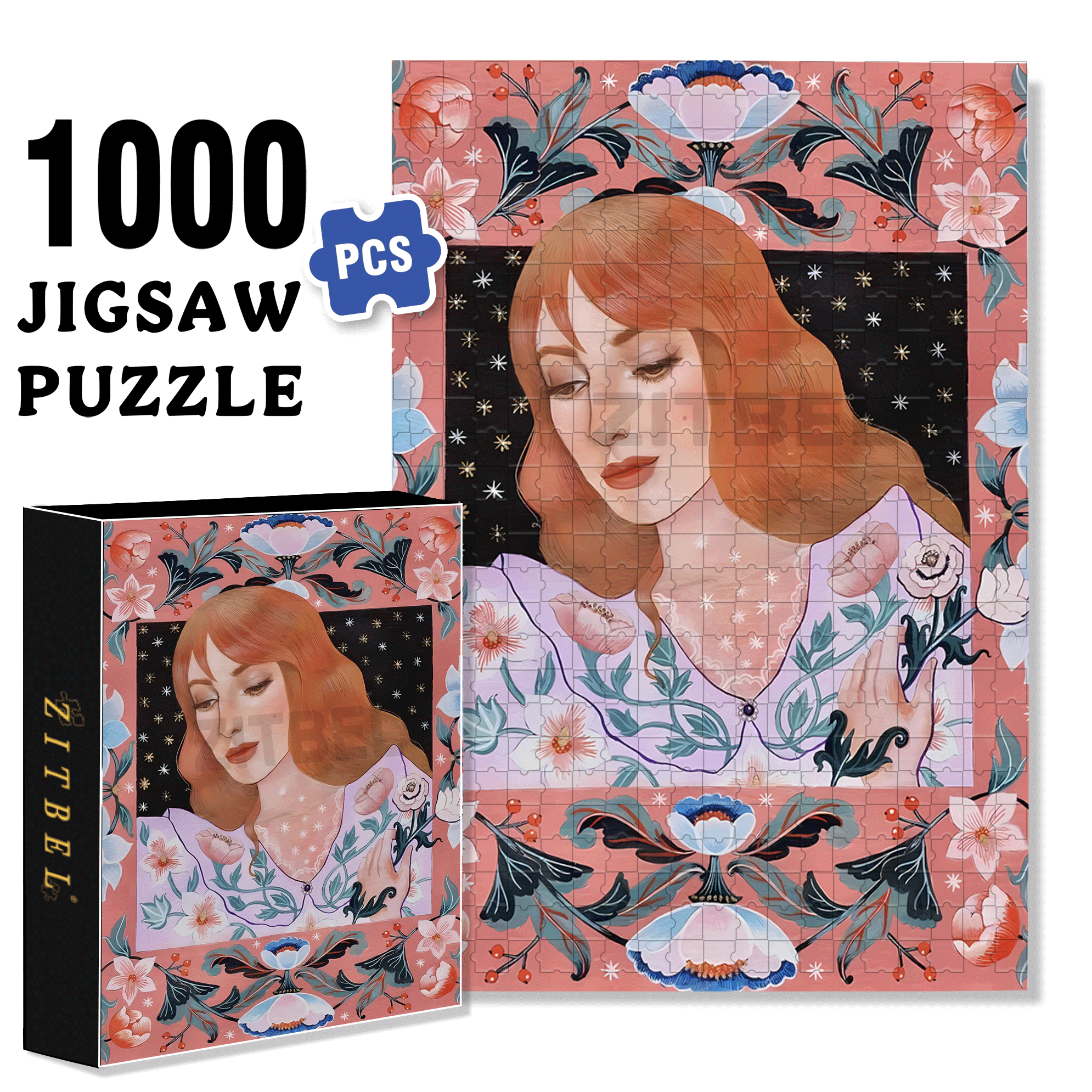Female Portrait 500pcs/1000pcs Jigsaw Puzzle, Scratch-Resistant, Interactive Family Game & Brain-Boosting DIY Decor, Perfect for Halloween, Christmas & New Year Gifts, Family Puzzle Game