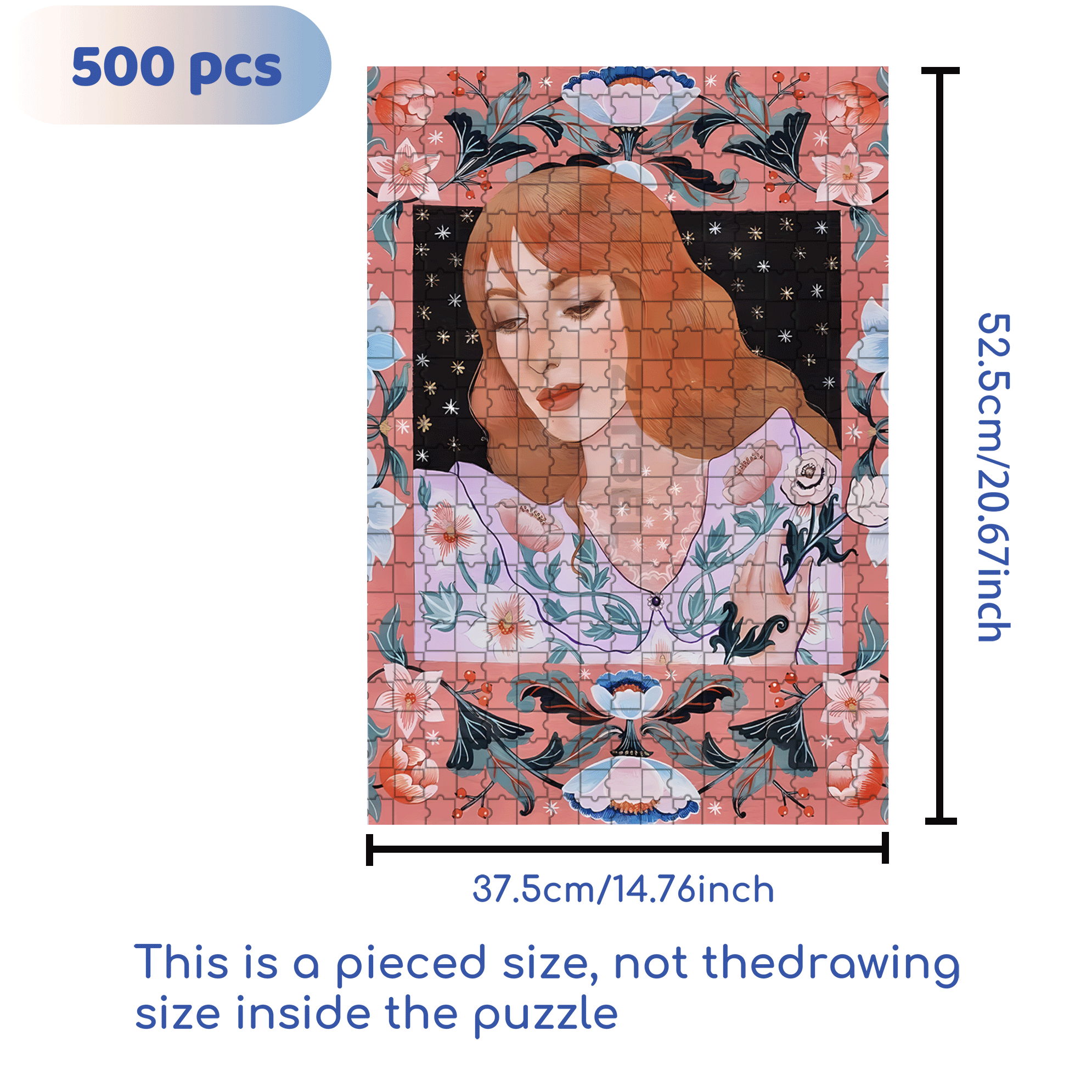 Female Portrait 500pcs/1000pcs Jigsaw Puzzle, Scratch-Resistant, Interactive Family Game & Brain-Boosting DIY Decor, Perfect for Halloween, Christmas & New Year Gifts, Family Puzzle Game