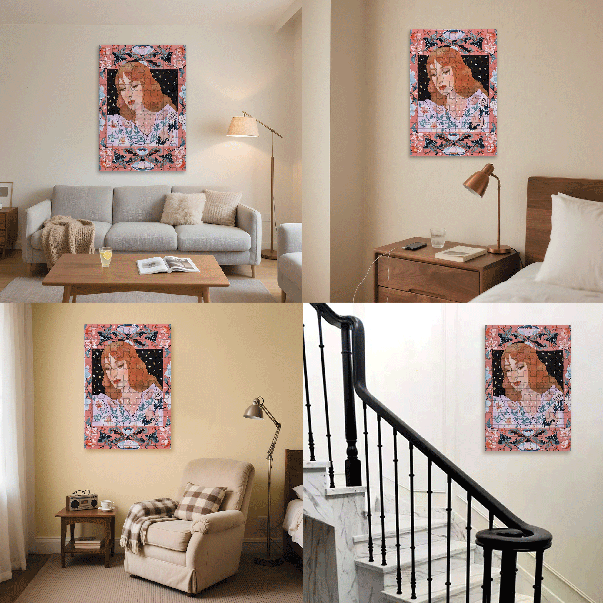 Female Portrait 500pcs/1000pcs Jigsaw Puzzle, Scratch-Resistant, Interactive Family Game & Brain-Boosting DIY Decor, Perfect for Halloween, Christmas & New Year Gifts, Family Puzzle Game