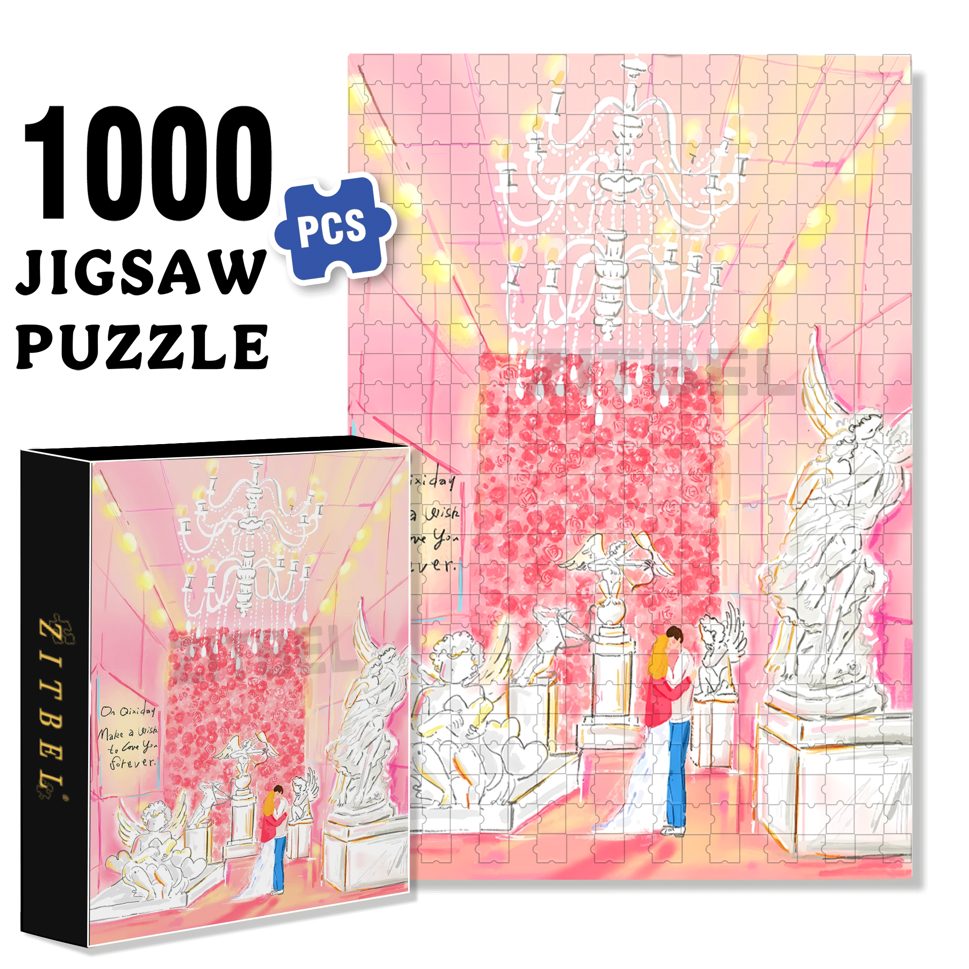 Our Passionate Love 500pcs/1000pcs Jigsaw Puzzle, Scratch-Resistant, Interactive Family Game & Brain-Boosting DIY Decor, Perfect for Halloween, Christmas & New Year Gifts, Family Puzzle Game