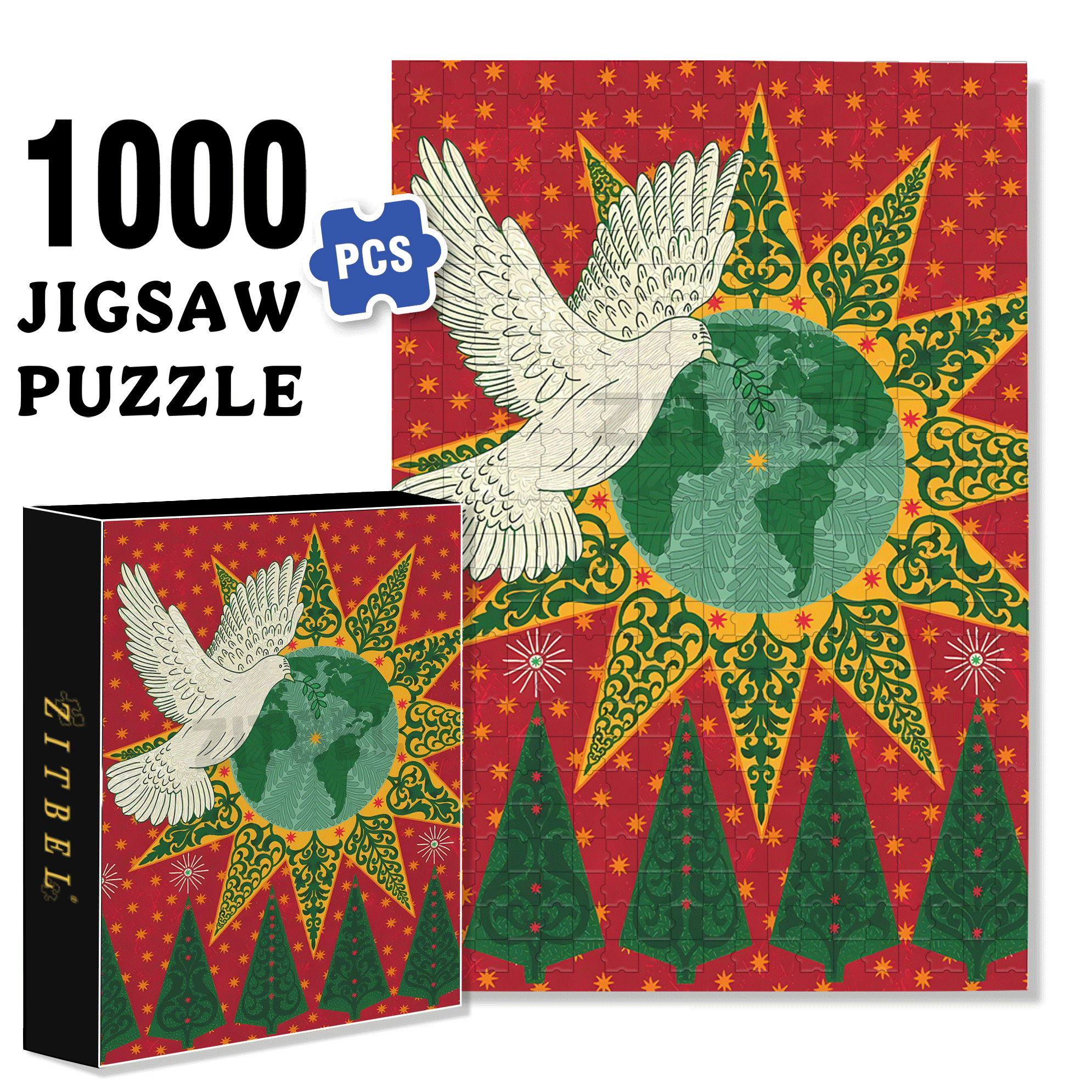 Peace Dove 500pcs/1000pcs Jigsaw Puzzle, Scratch-Resistant, Interactive Family Game & Brain-Boosting DIY Decor, Perfect for Halloween, Christmas & New Year Gifts, Family Puzzle Game