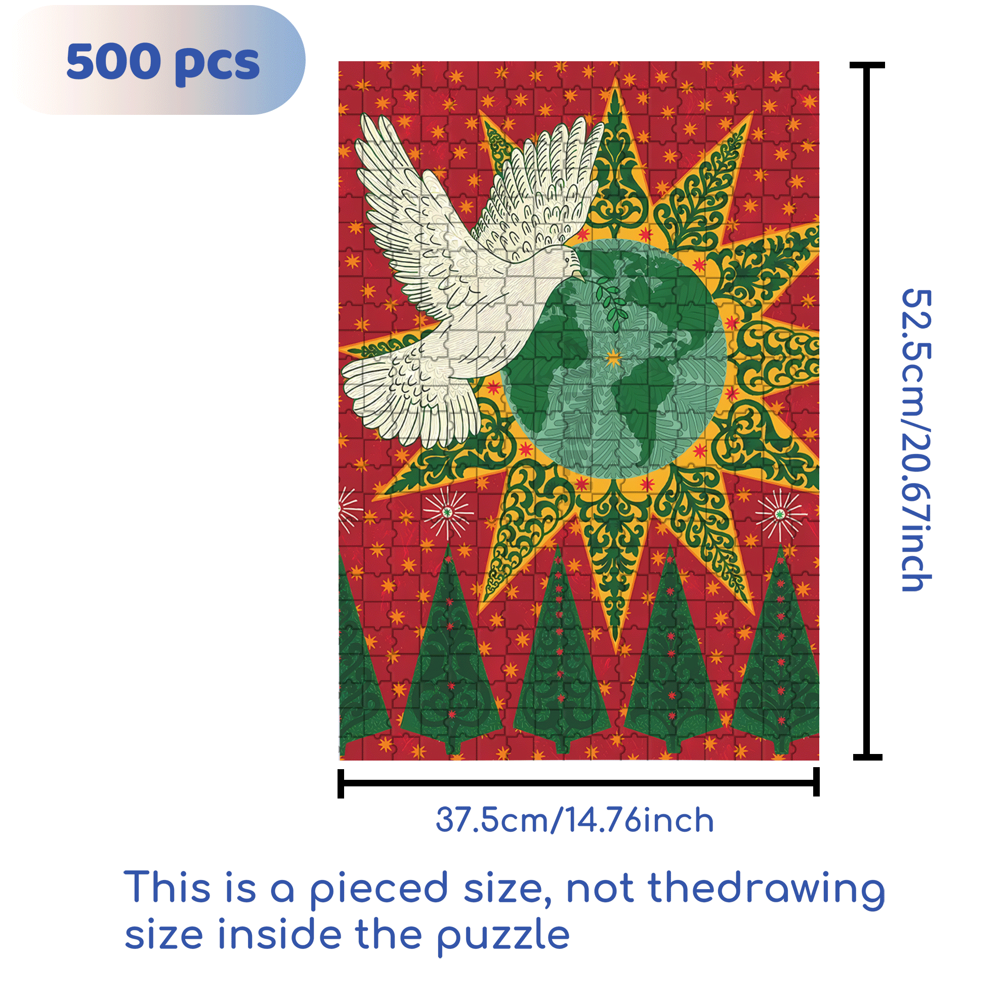 Peace Dove 500pcs/1000pcs Jigsaw Puzzle, Scratch-Resistant, Interactive Family Game & Brain-Boosting DIY Decor, Perfect for Halloween, Christmas & New Year Gifts, Family Puzzle Game