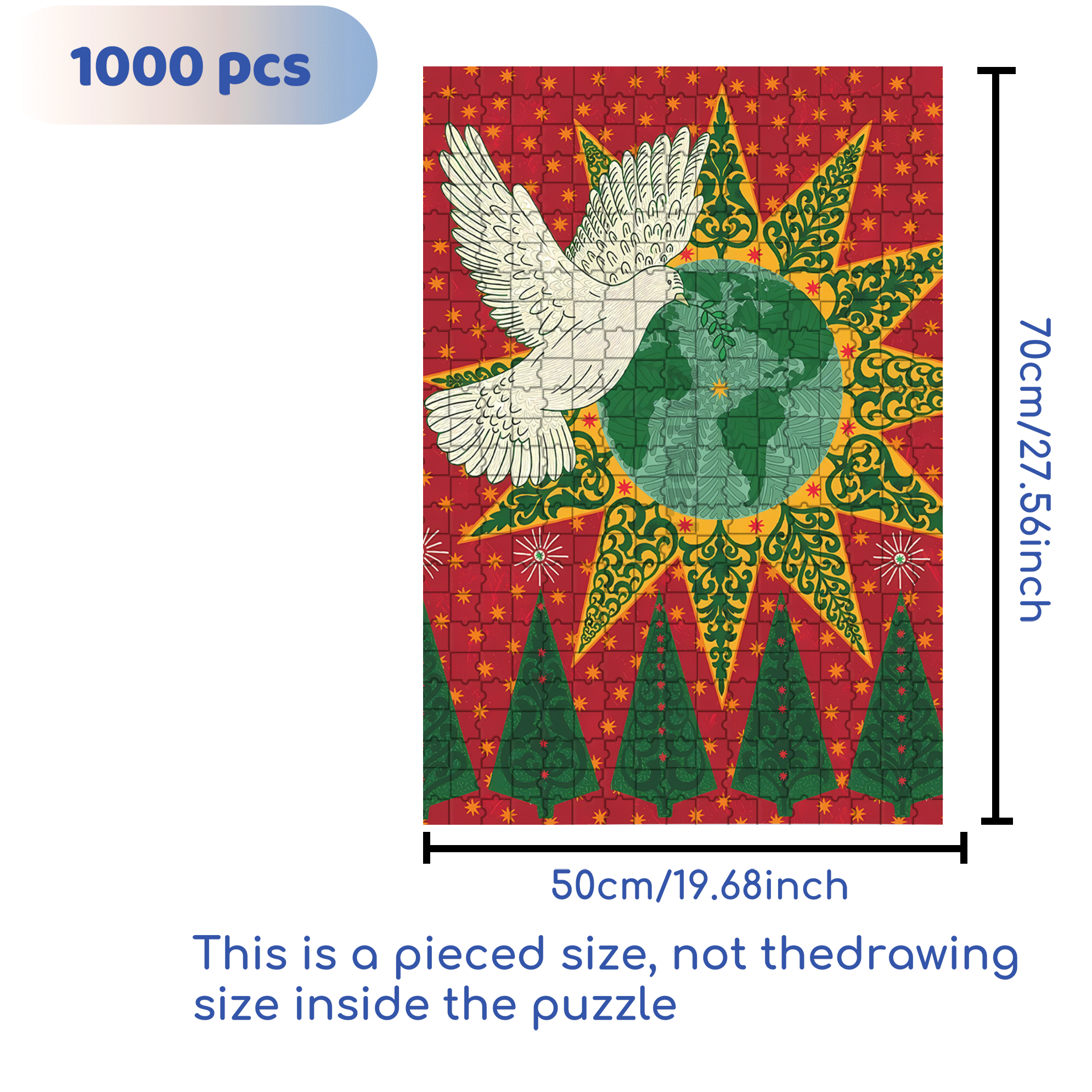 Peace Dove 500pcs/1000pcs Jigsaw Puzzle, Scratch-Resistant, Interactive Family Game & Brain-Boosting DIY Decor, Perfect for Halloween, Christmas & New Year Gifts, Family Puzzle Game