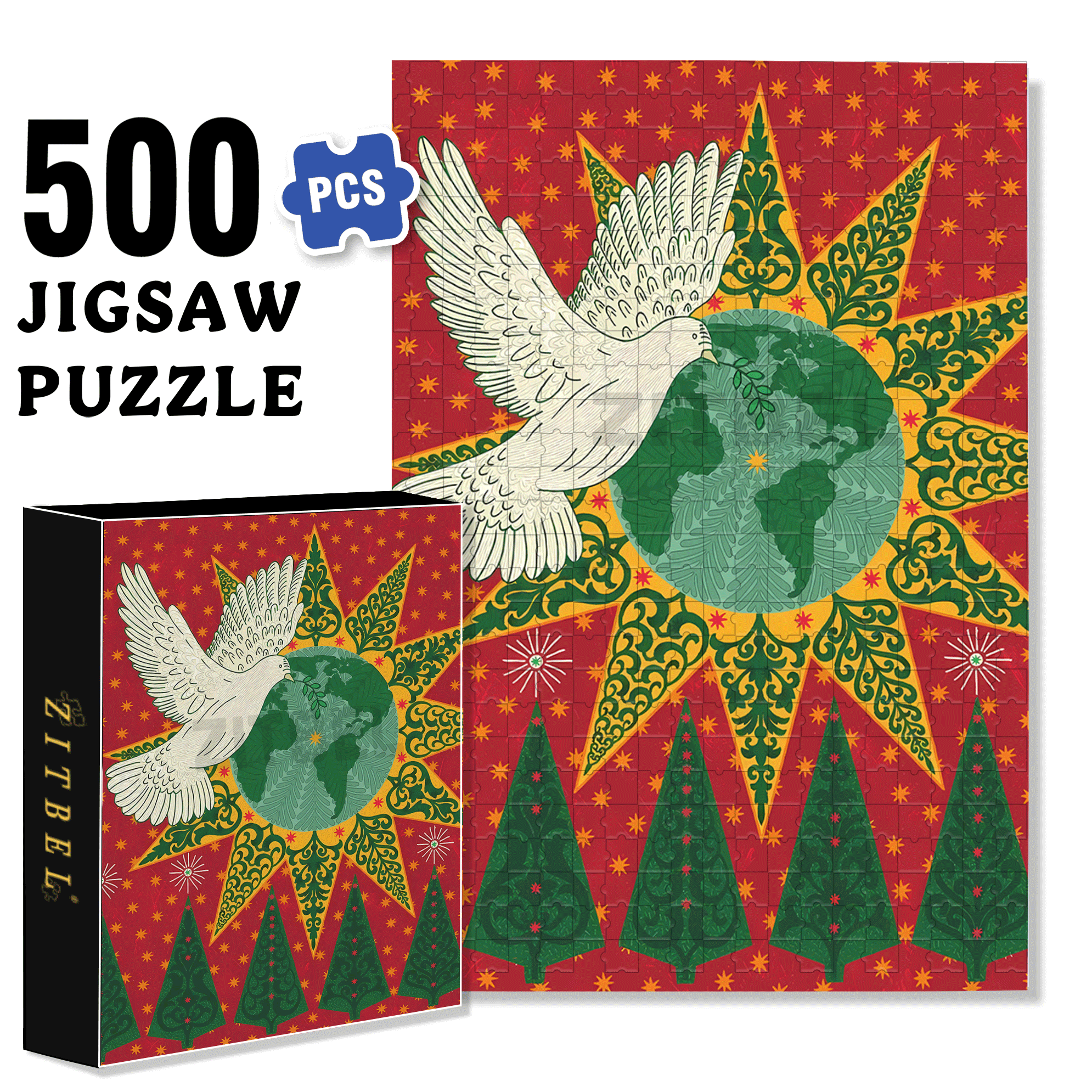 Peace Dove 500pcs/1000pcs Jigsaw Puzzle, Scratch-Resistant, Interactive Family Game & Brain-Boosting DIY Decor, Perfect for Halloween, Christmas & New Year Gifts, Family Puzzle Game